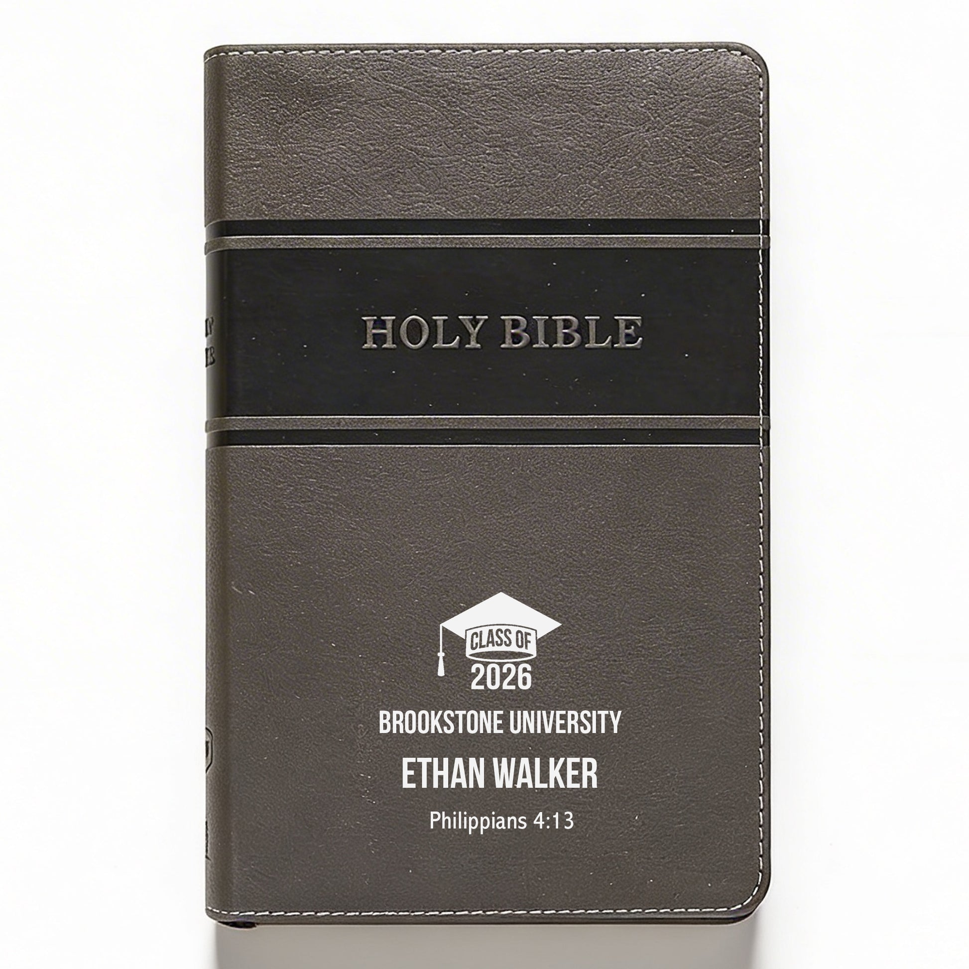 Personalized KJV Bible Gray Deluxe - Graduation Design - Red Letter Edition