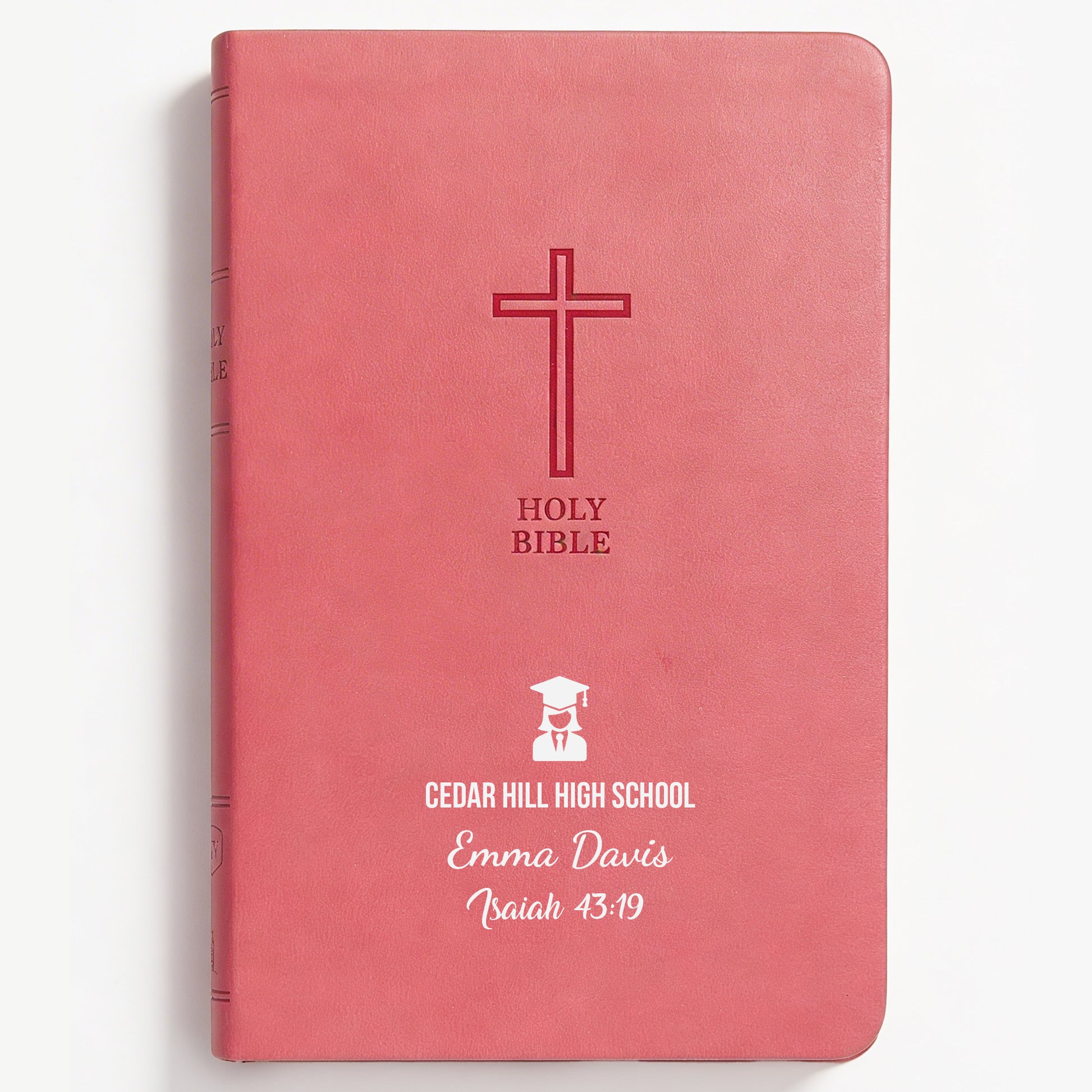 Personalized KJV Bible Pink Value Thinline - Graduation Design - Red Letter