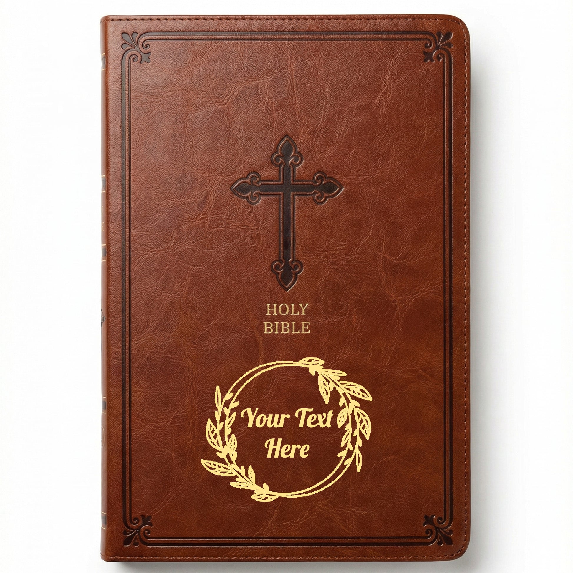 Personalized KJV Bible Chestnut Thinline - Red Letter - Floral Frame