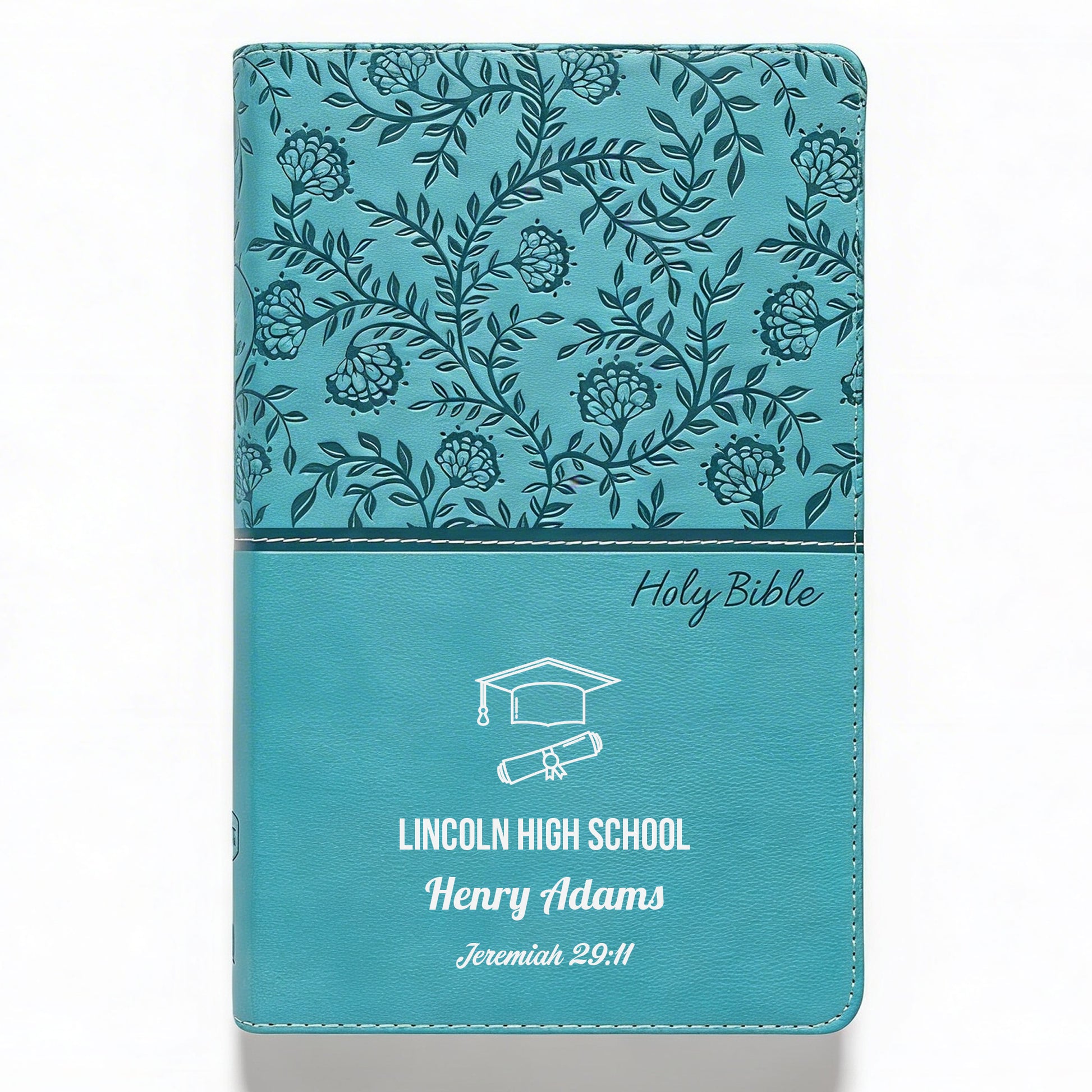 Personalized KJV Bible Turquoise - Graduation Design - Red Letter