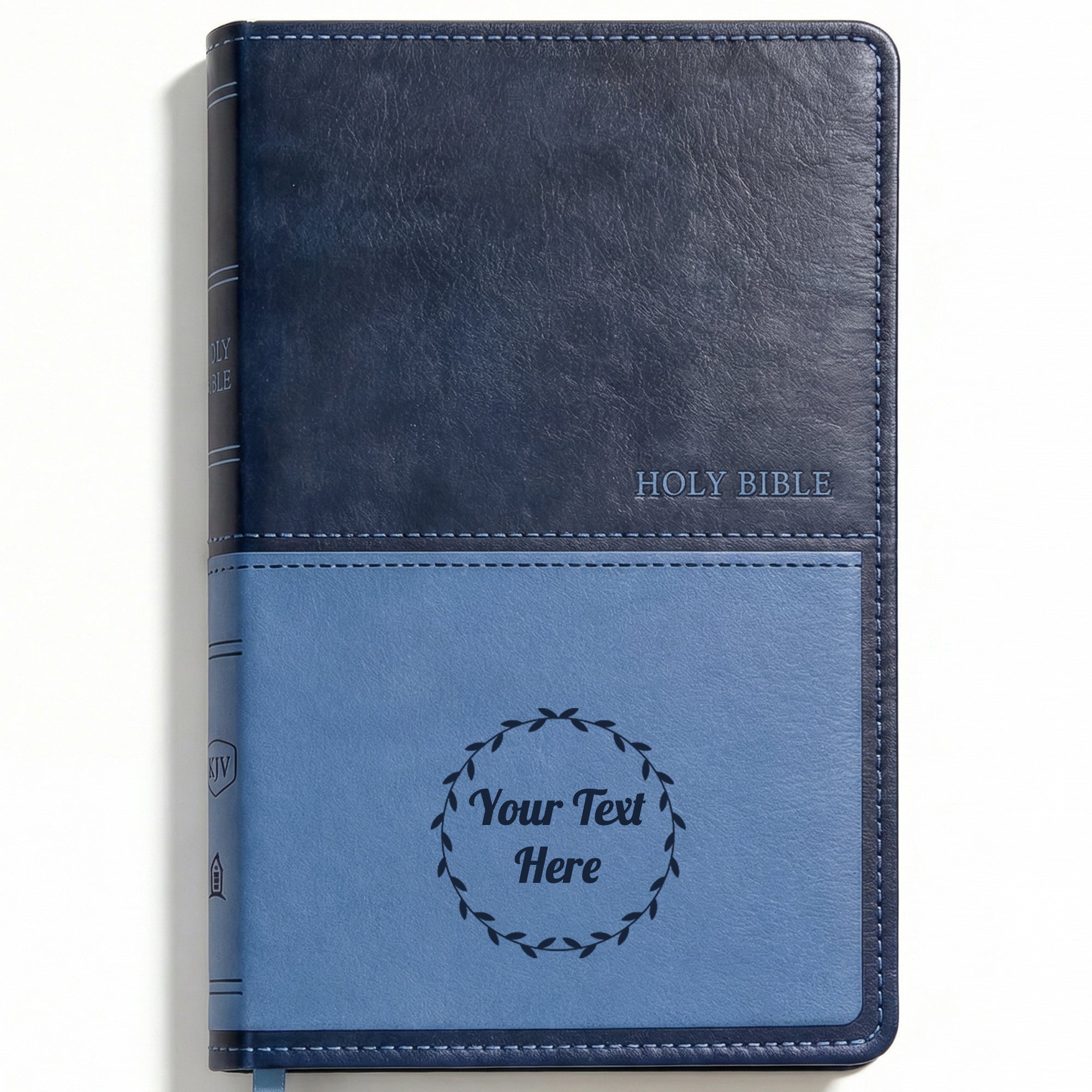 Personalized KJV Bible Navy Thinline - Red Letter - Floral Frame