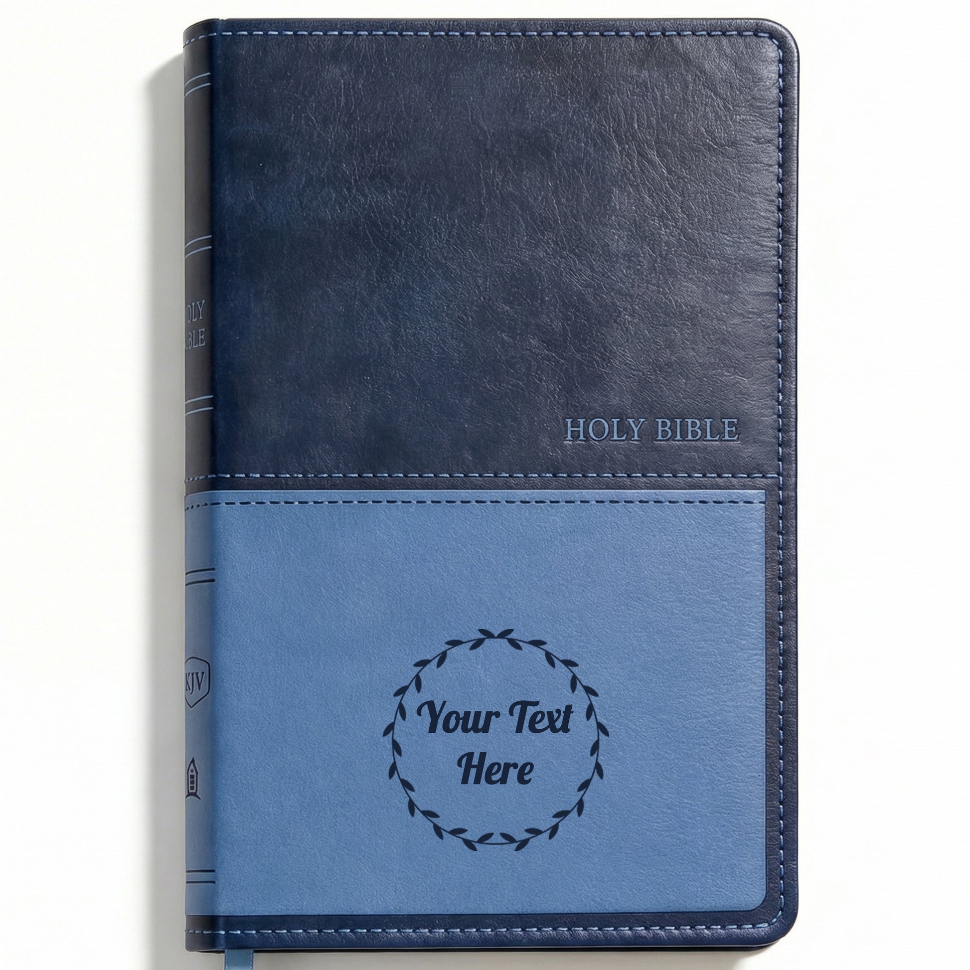 Personalized KJV Bible Navy Thinline - Red Letter - Floral Frame
