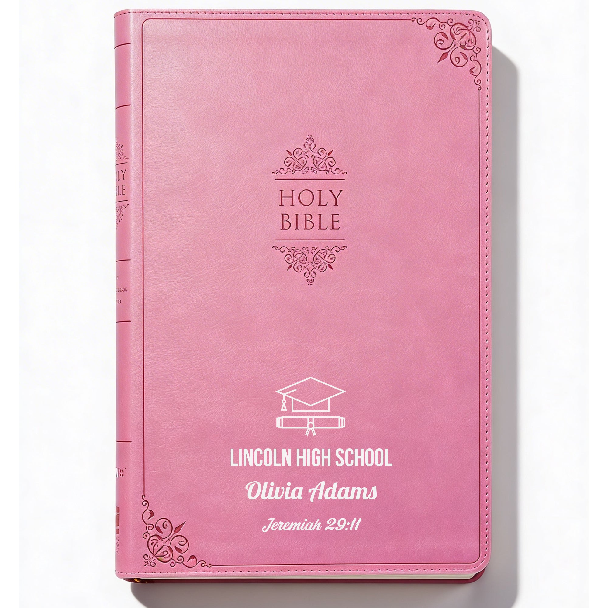 Personalized NIV Bible Large Print - Pink Thinline - Graduation Design