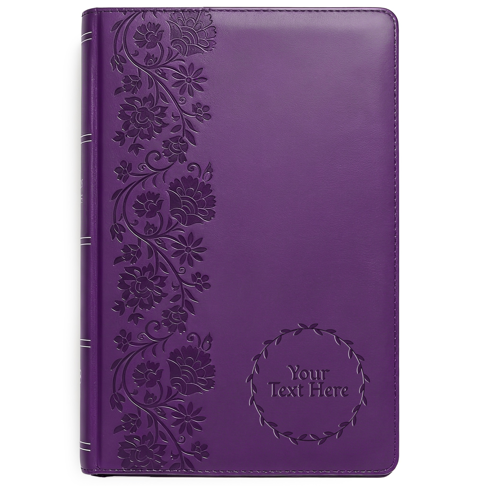Personalized NKJV Large Print Purple Reference Bible - Red Letter - Engraved Cross Frame