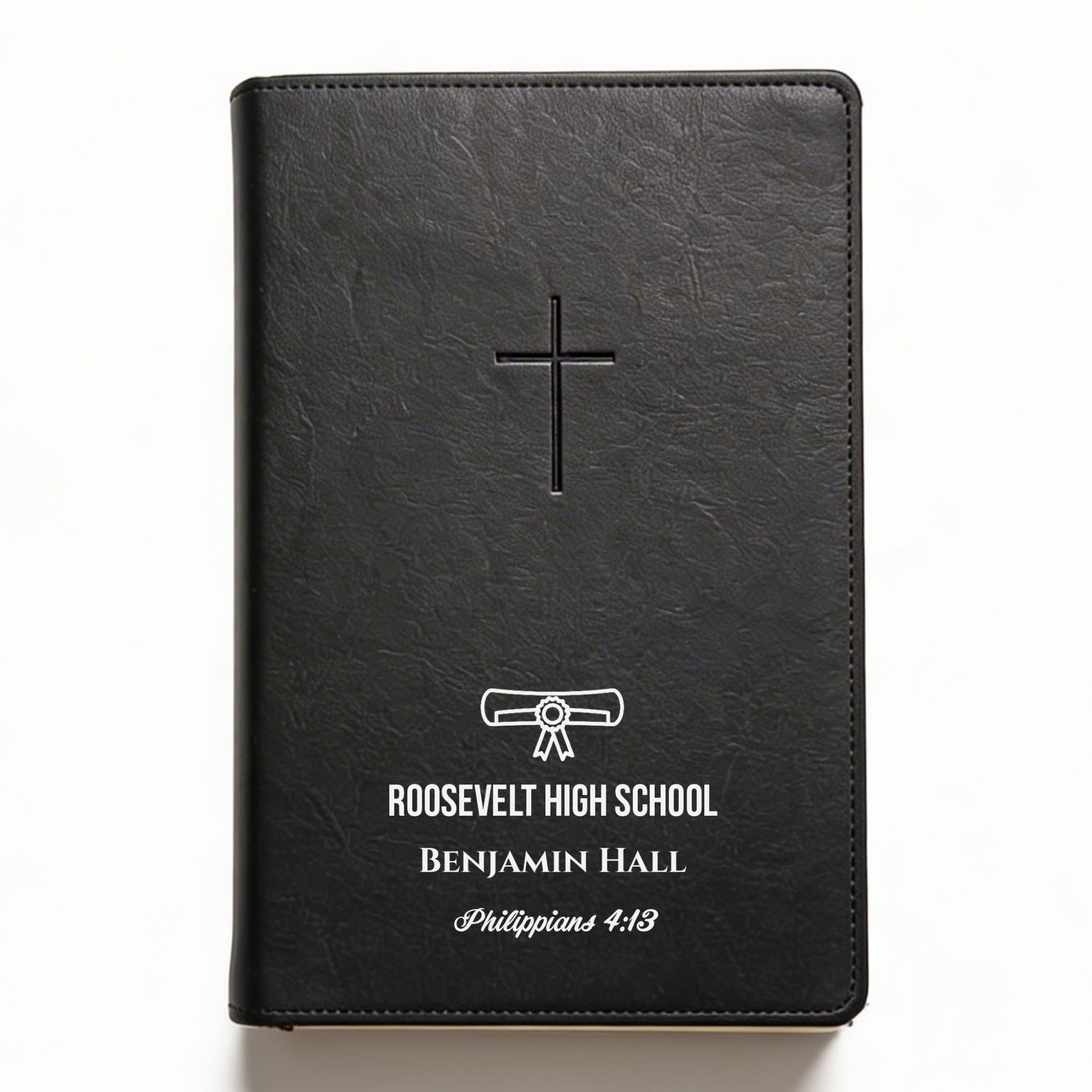 Personalized NLT Bible Black - Graduation Design - Red Letter, Filament Enabled