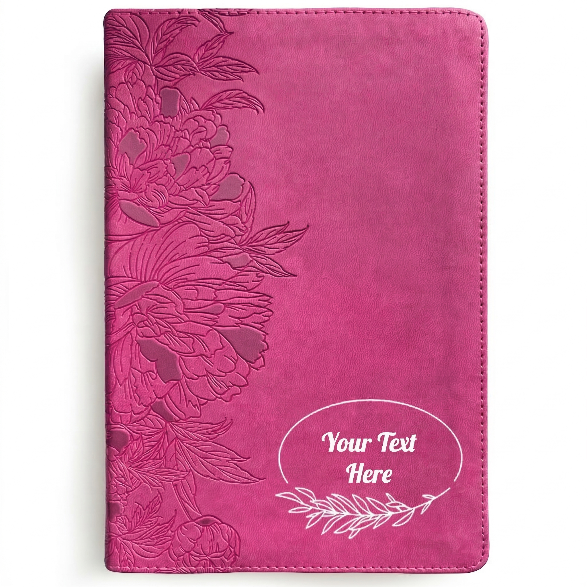 Personalized NLT Giant Print Bible - Red Letter, Filament Enabled - Peony Pink - Floral Frame