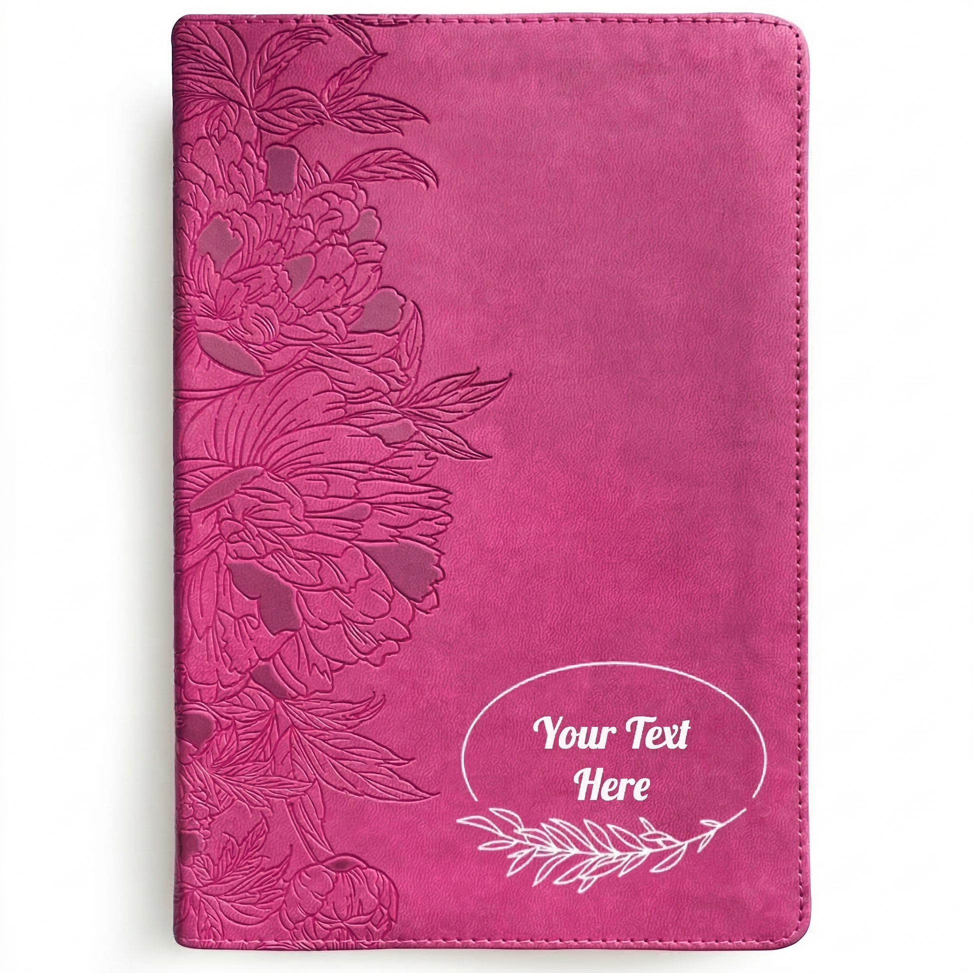 Personalized NLT Giant Print Bible - Red Letter, Filament Enabled - Peony Pink - Floral Frame