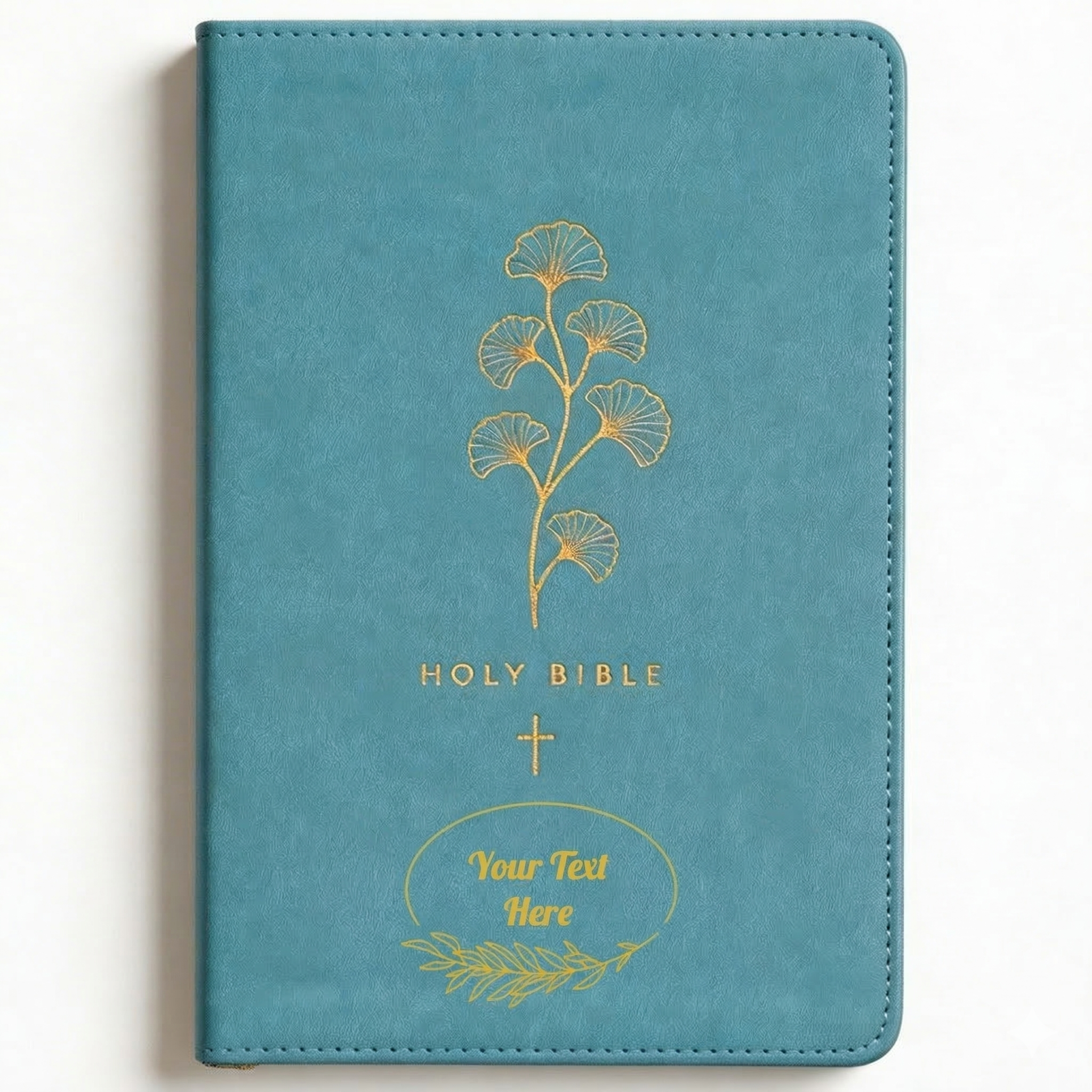 Personalized NLT Teal Cross Bible - Red Letter - Floral Frame