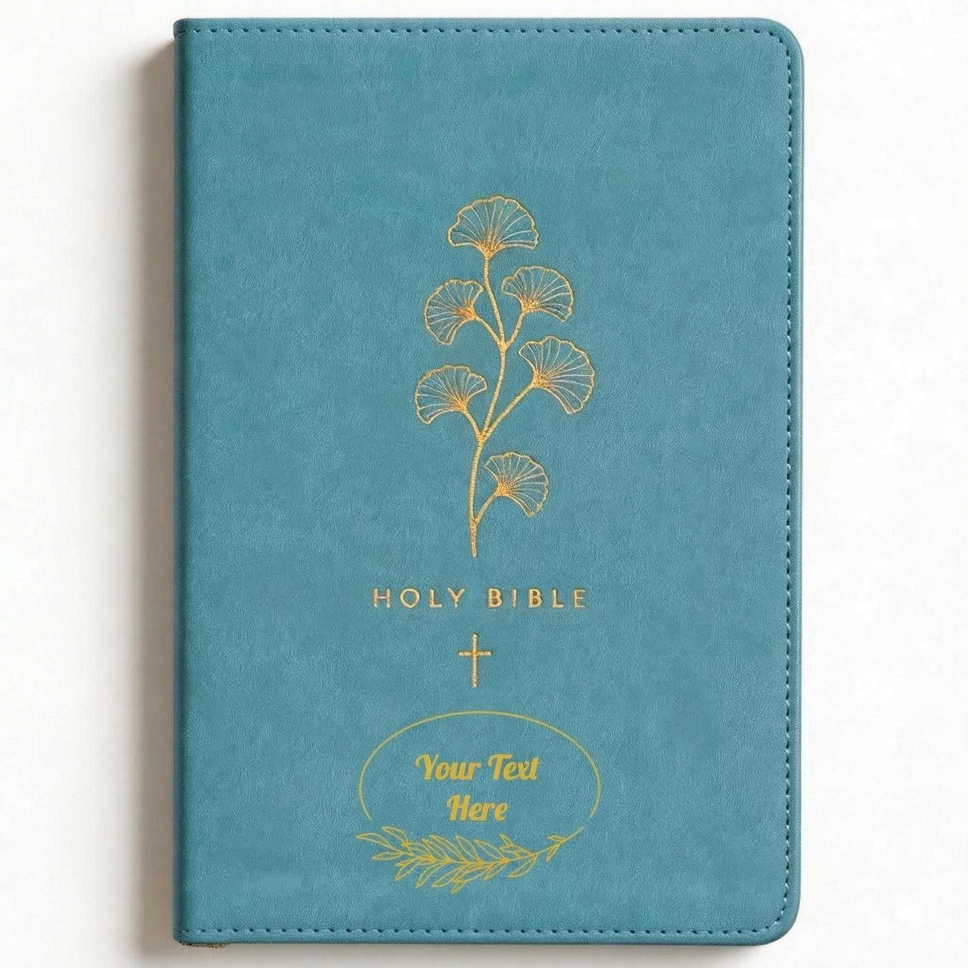 Personalized NLT Teal Cross Bible - Red Letter - Floral Frame