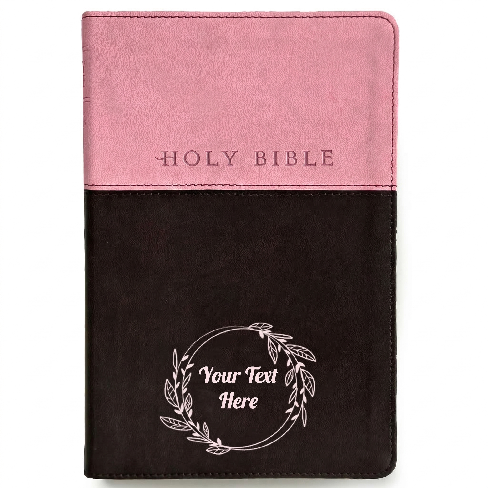 Personalized NLT Bible Dark Brown/Pink Tu Tone - Red Letter, Filament Enabled - Floral Frame