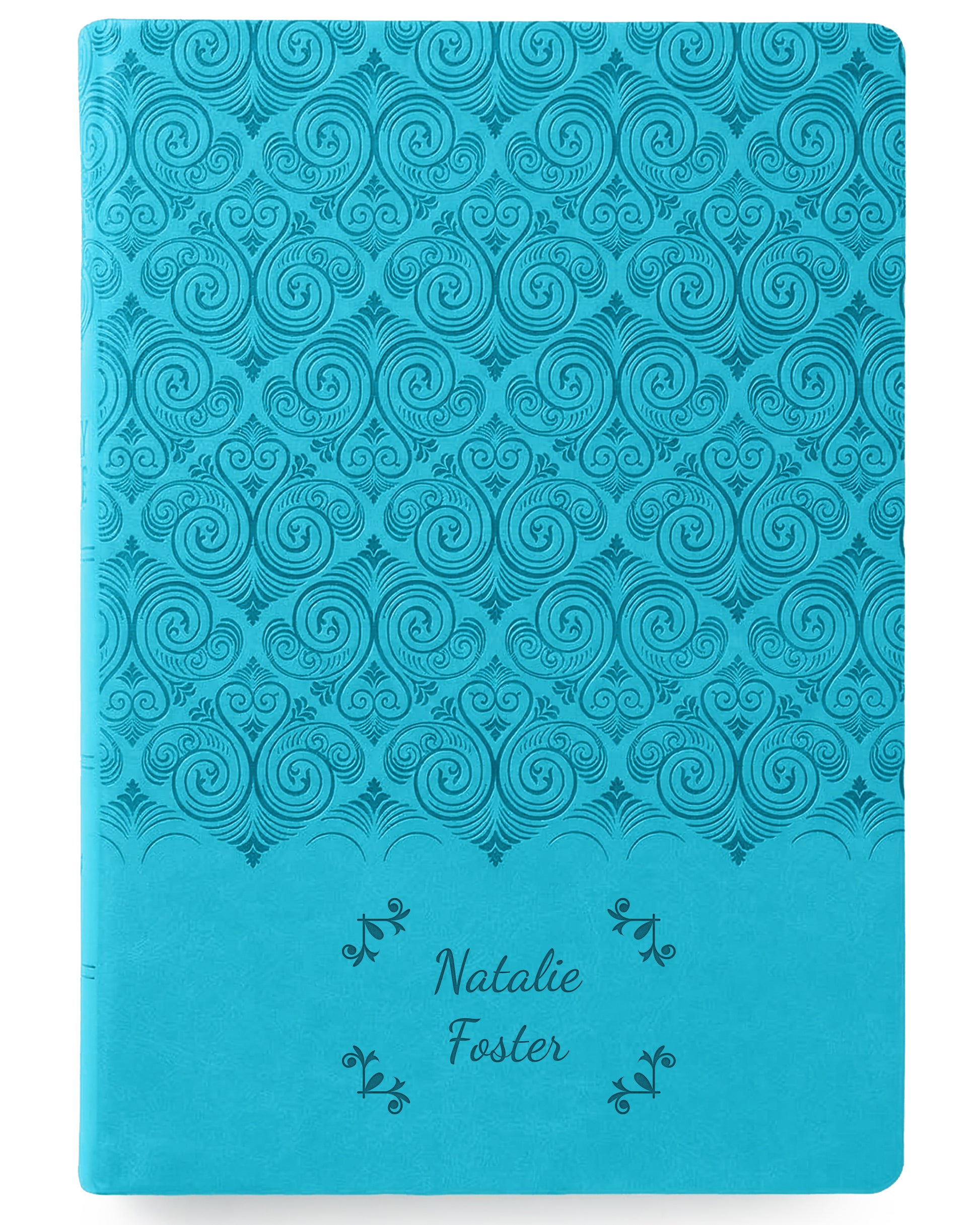 Personalized Super Giant Print NIV Reference Bible Turquoise - Engraved Floral Frame - Red Letter