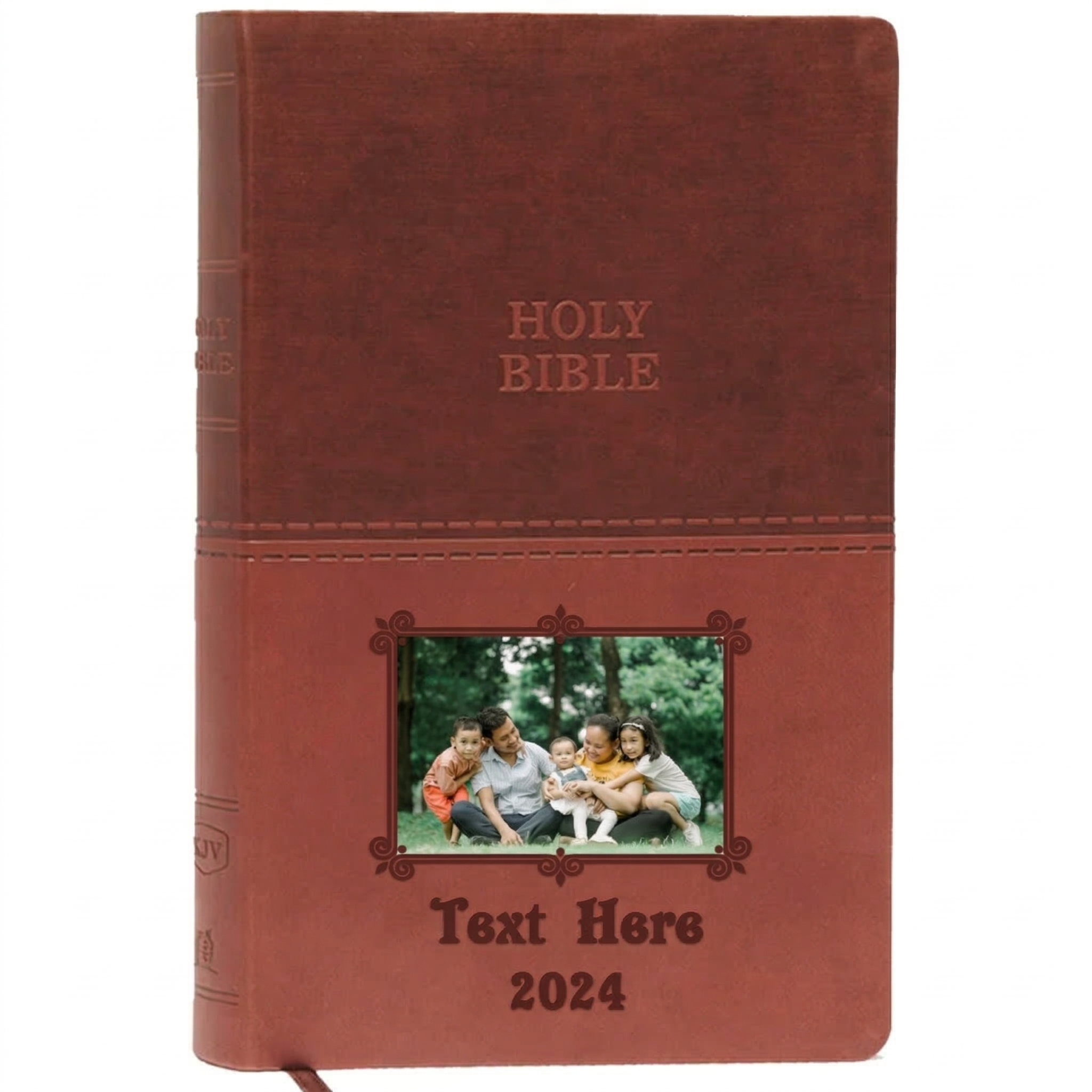 Personalized KJV Bible Brown Thinline - Photo & Text - Red Letter