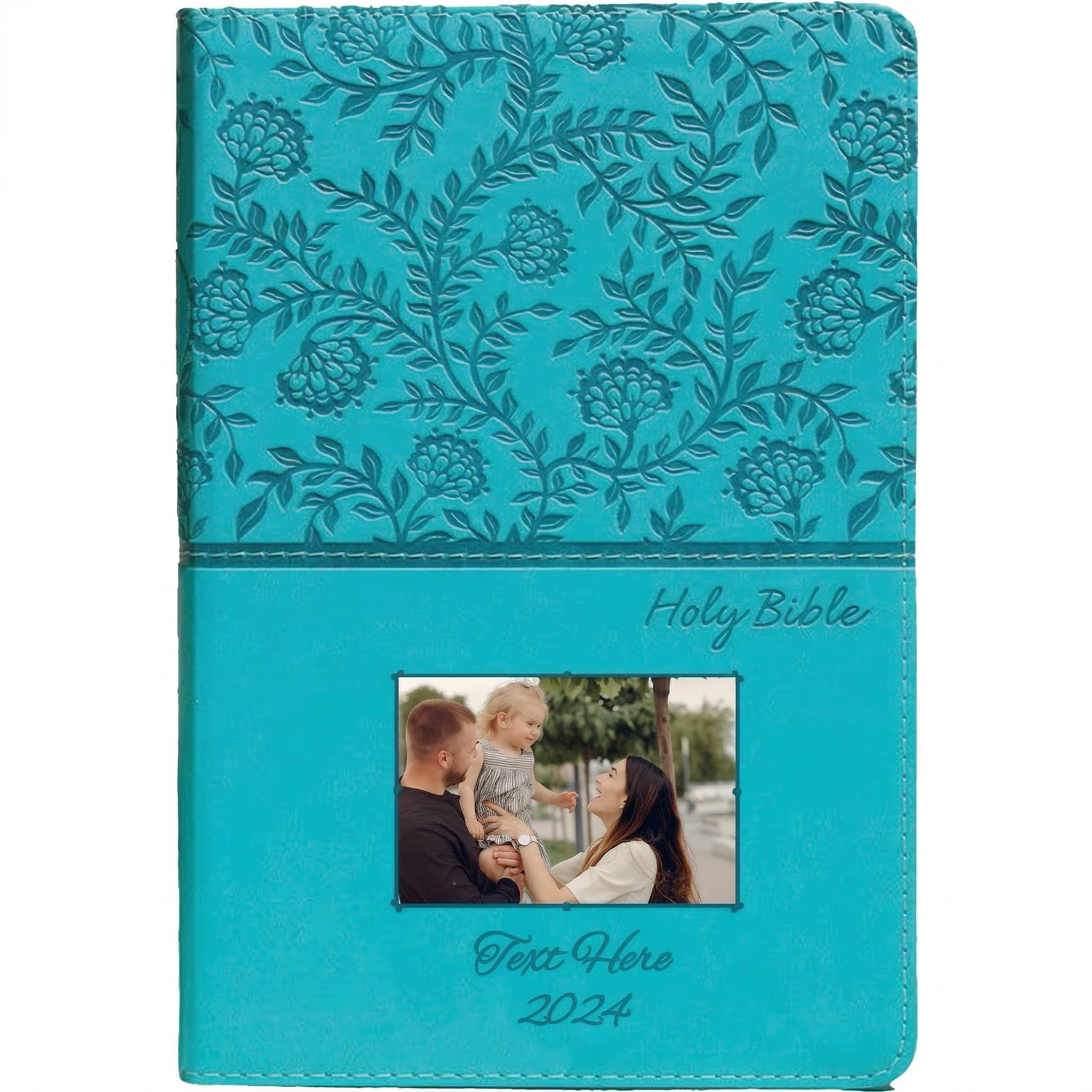 Personalized KJV Bible Turquoise - Photo & Text - Red Letter