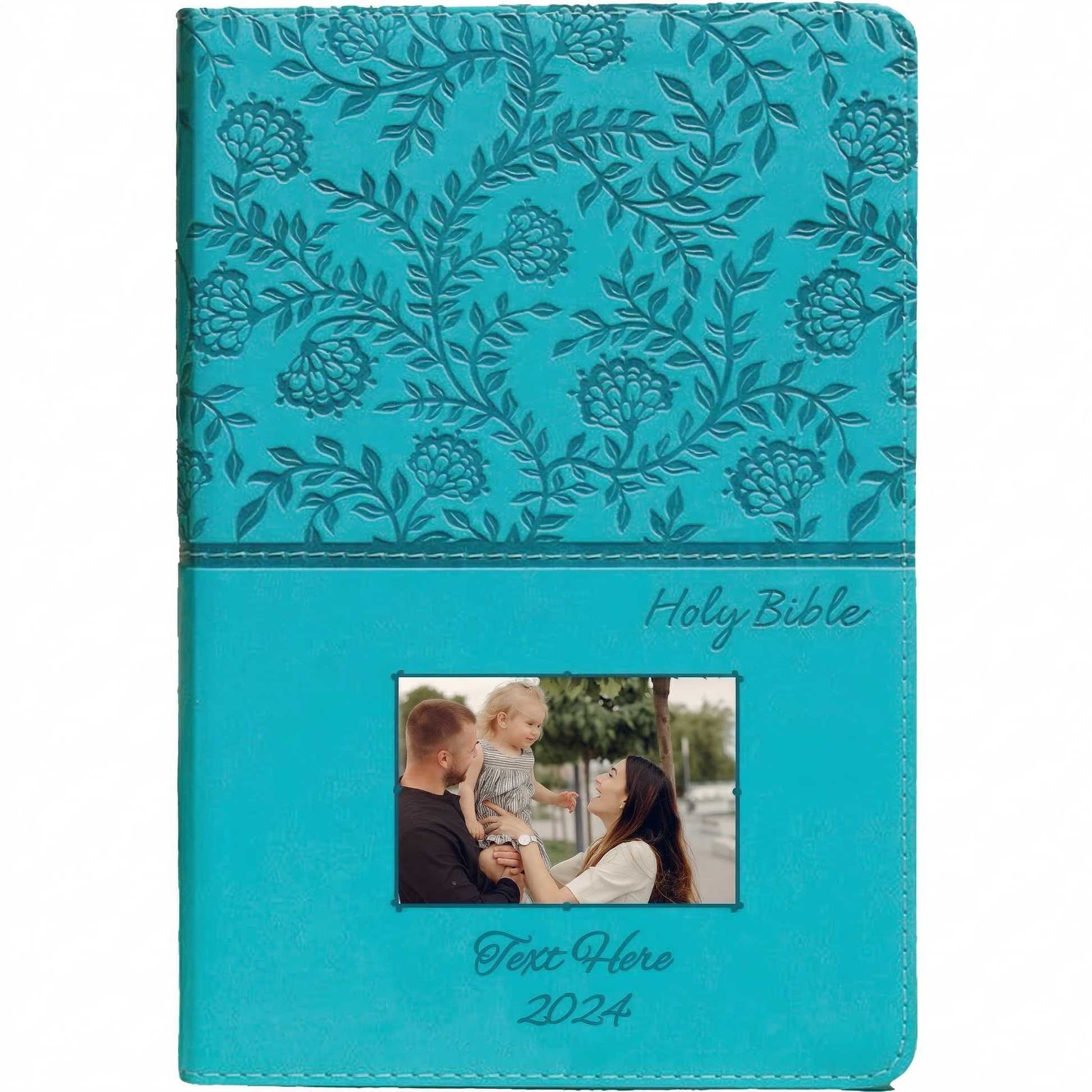 Personalized KJV Bible Turquoise - Photo & Text - Red Letter
