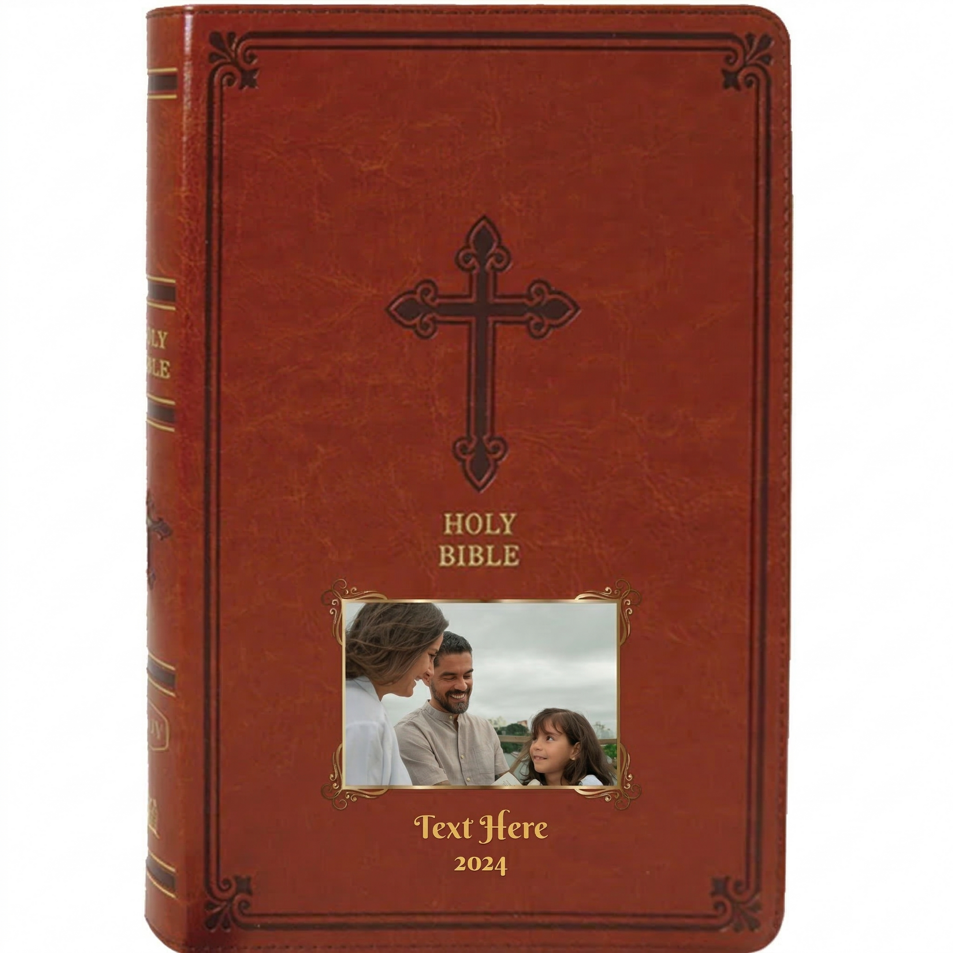 Personalized KJV Bible Chestnut Thinline - Photo & Text - Red Letter