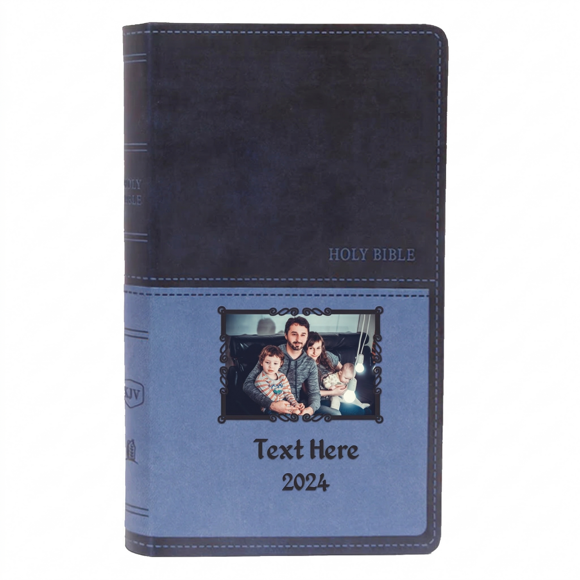 Personalized KJV Bible Navy Thinline - Photo & Text - Red Letter