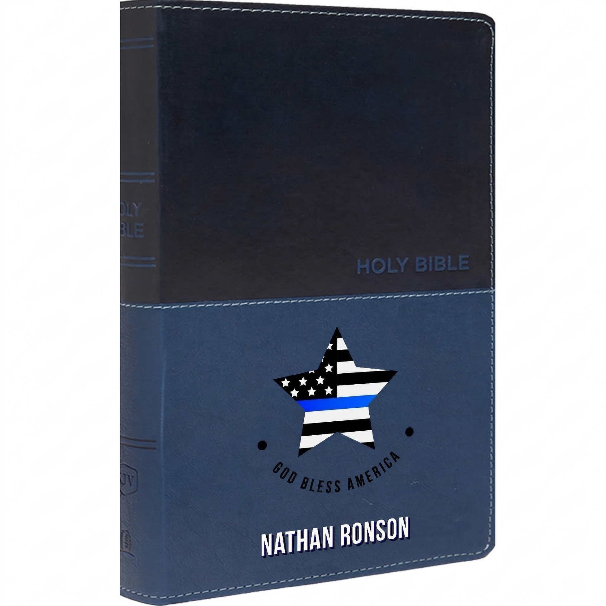 Personalized KJV Bible Navy Thinline - Red Letter - USA Patriotic Flag