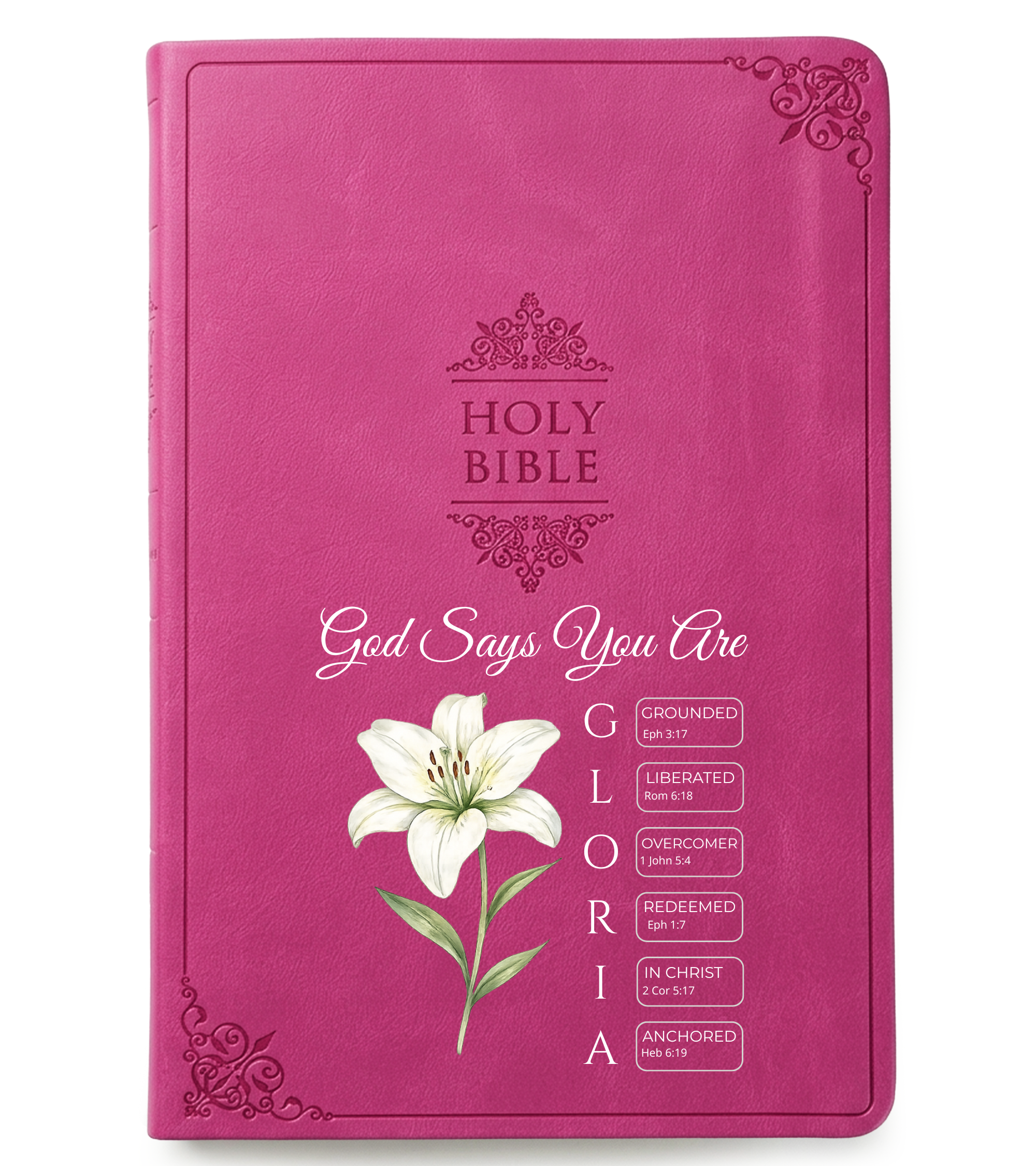 Personalized NIV Bible Large Print - Pink Thinline - Birth Flower