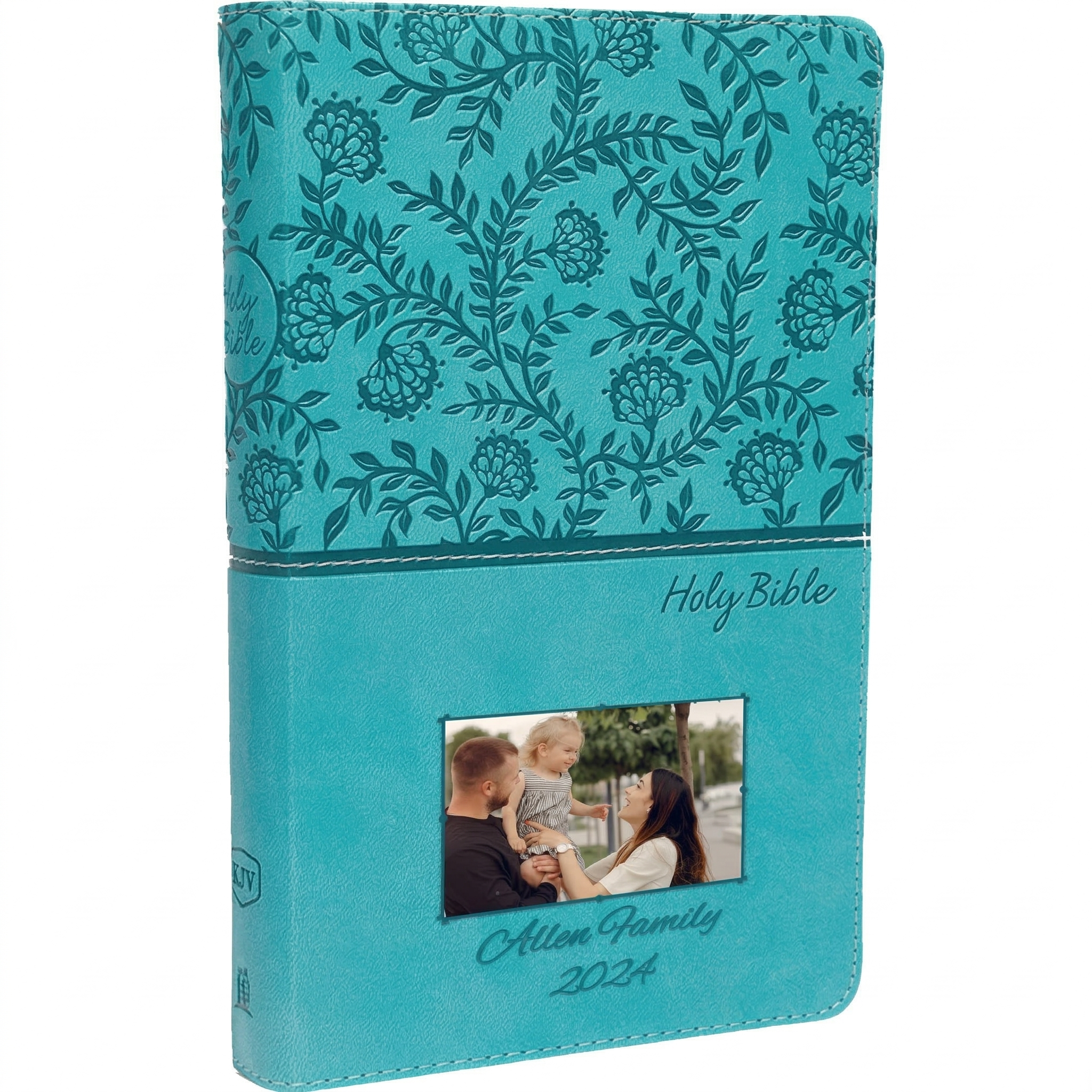 Personalized KJV Bible Turquoise - Photo & Text - Red Letter