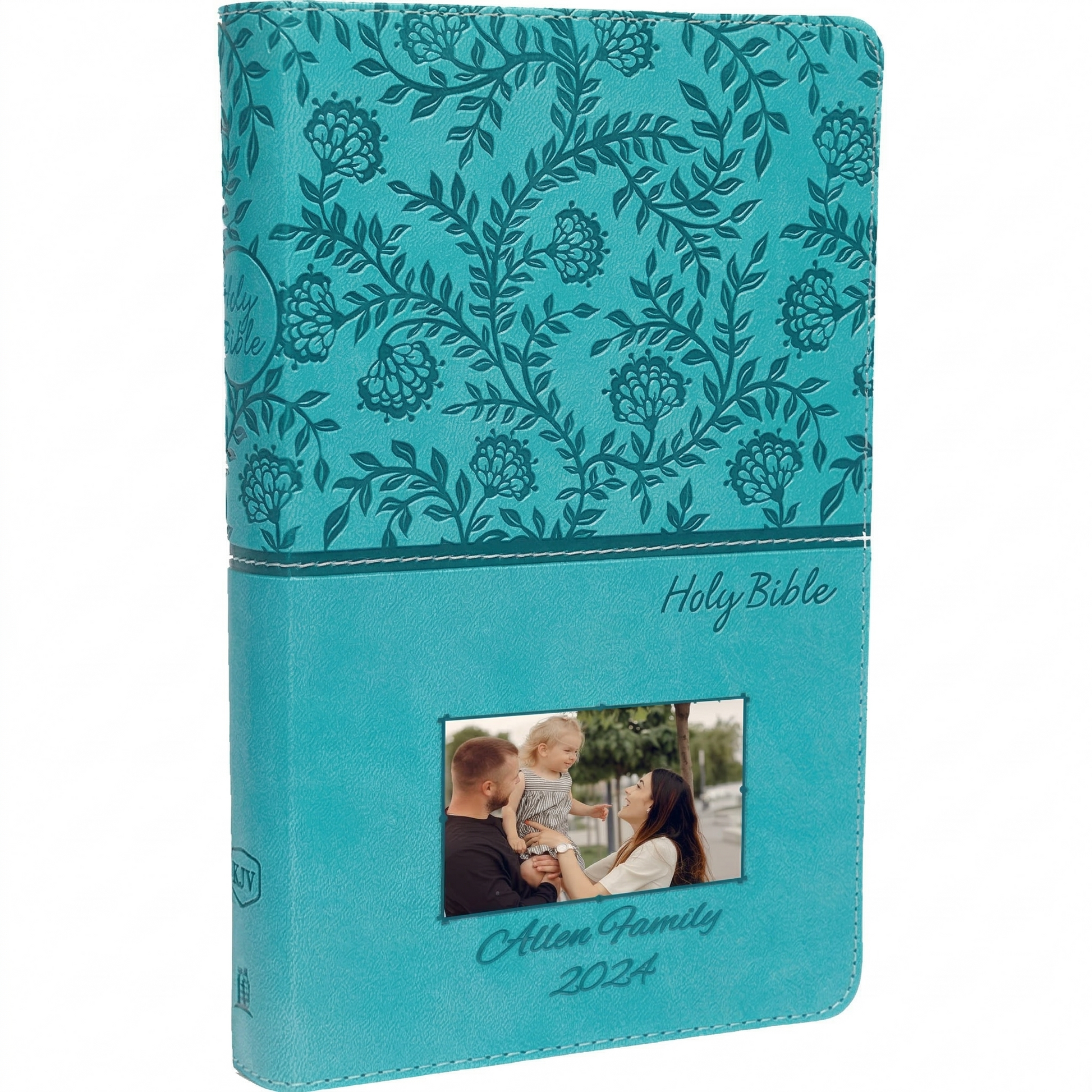 Personalized KJV Bible Turquoise - Photo & Text - Red Letter