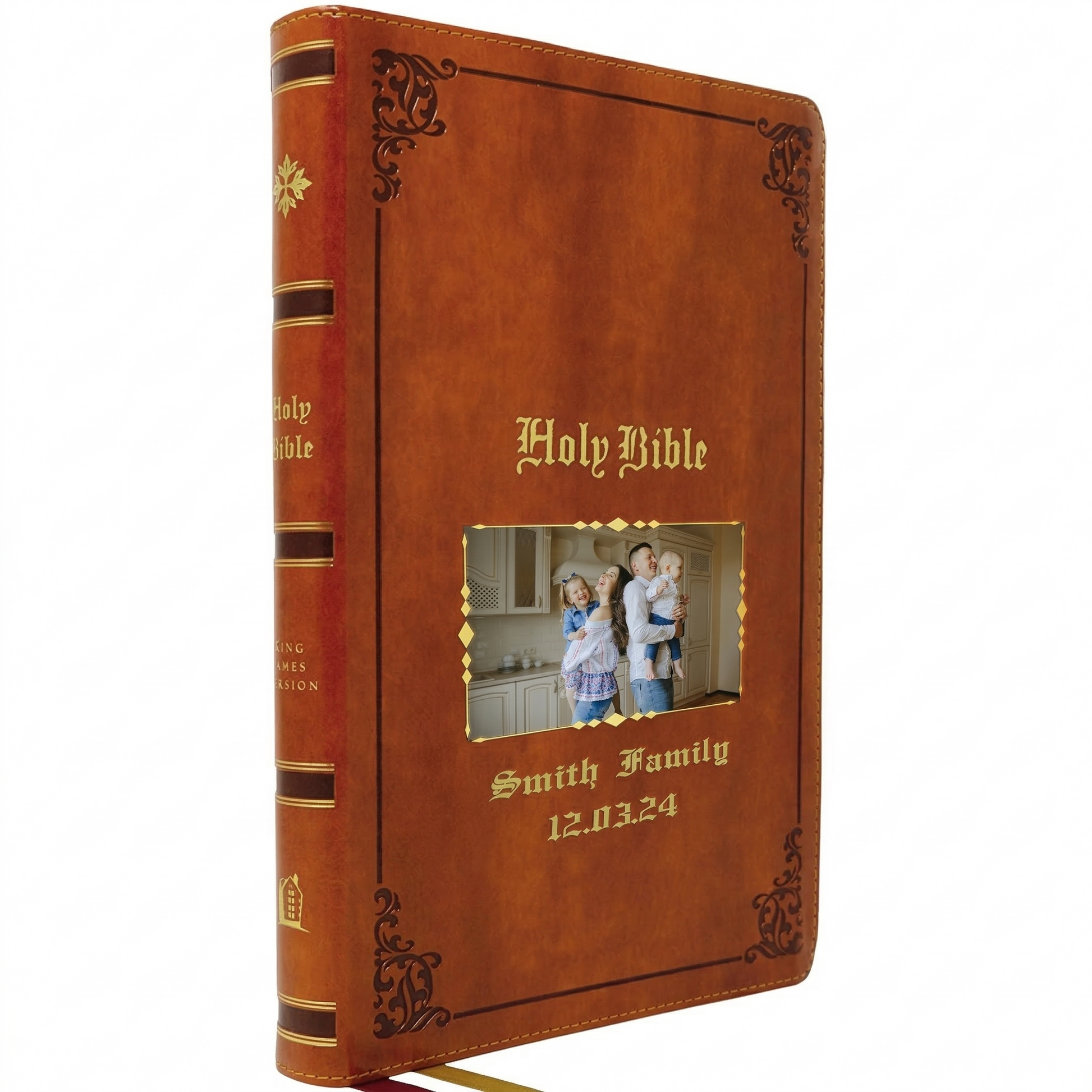 Personalized KJV Bible Tan - Photo & Text - Red Letter