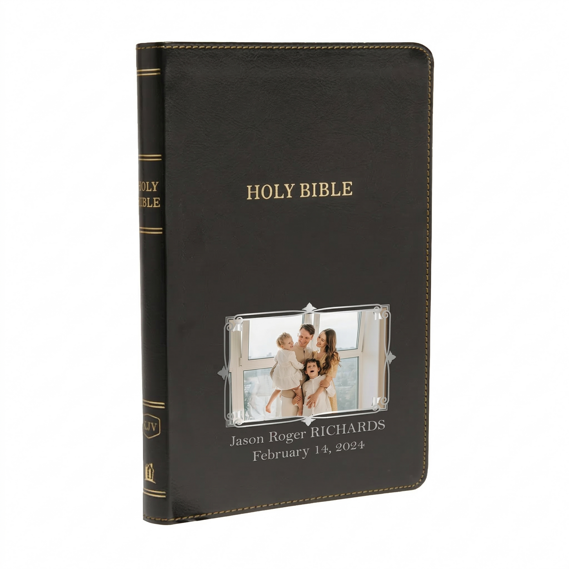 Personalized KJV Bible Black Thinline - Photo & Text - Red Letter
