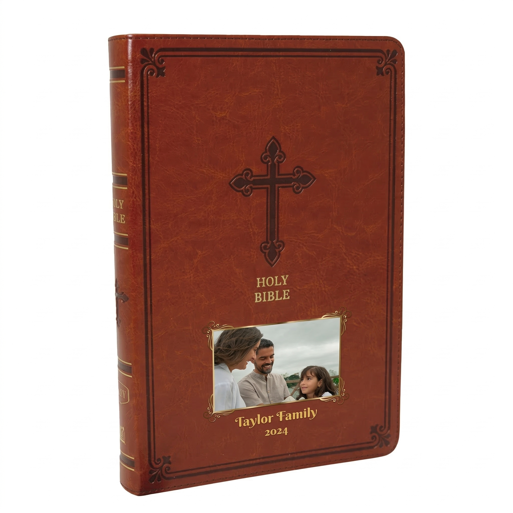 Personalized KJV Bible Chestnut Thinline - Photo & Text - Red Letter