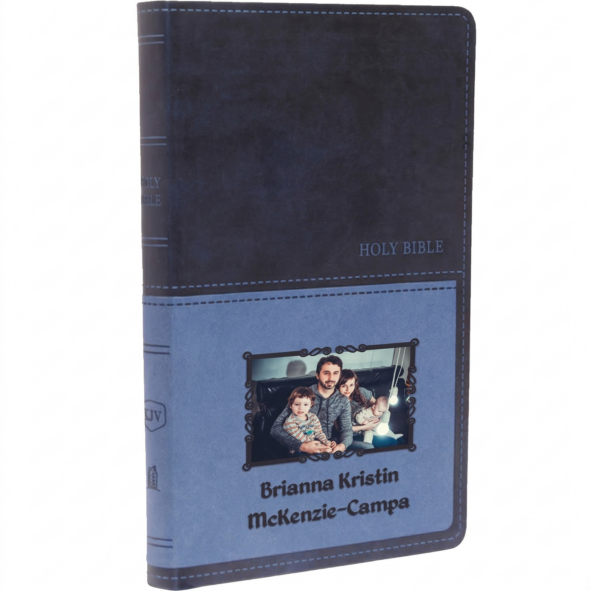 Personalized KJV Bible Navy Thinline - Photo & Text - Red Letter