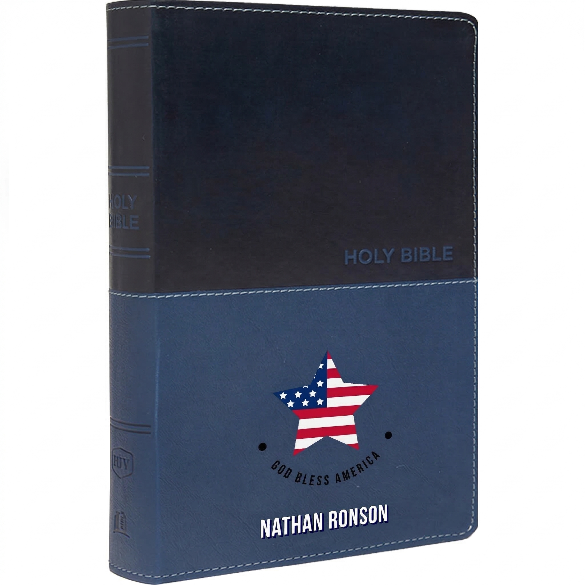 Personalized KJV Bible Navy Thinline - Red Letter - USA Patriotic Flag