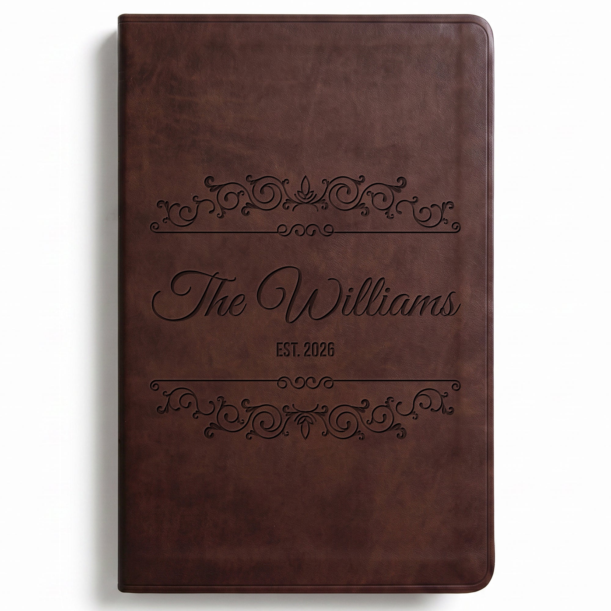 Personalized ESV Brown Bible - Engraved Frame Family Name