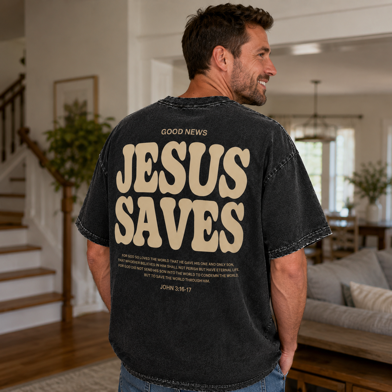 Pray More Worry Less Washed T-Shirt - Vintage Wash Unisex Tee, Christian Faith Graphic Tshirt