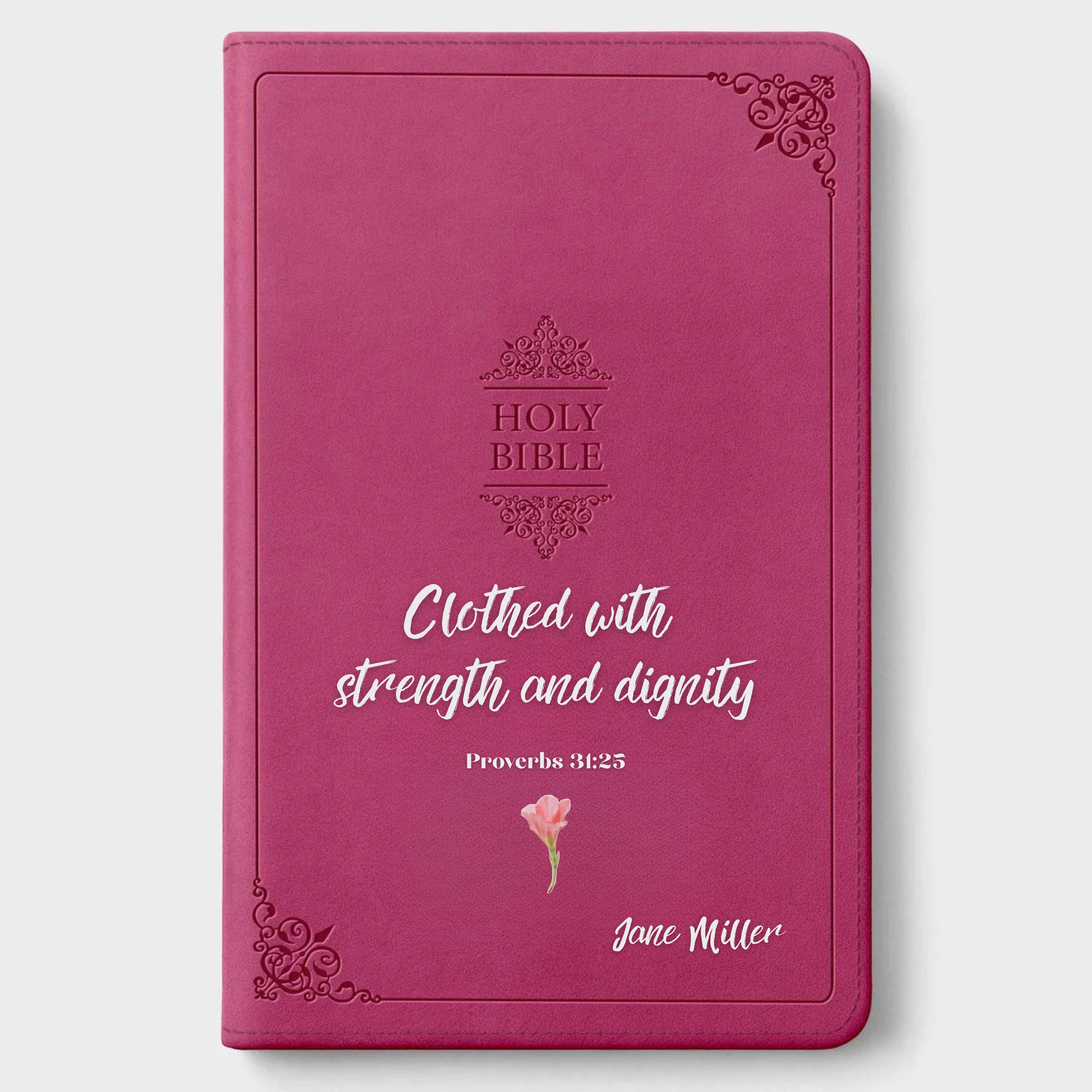 Personalized Mother's Day NIV Bible Large Print - Pink Thinline - Mom Verse Design