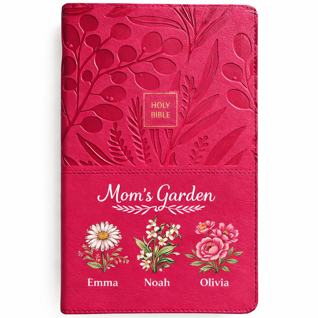 Personalized Mother's Day NKJV Large Print Pink Reference Bible - Red Letter - Floral Design
