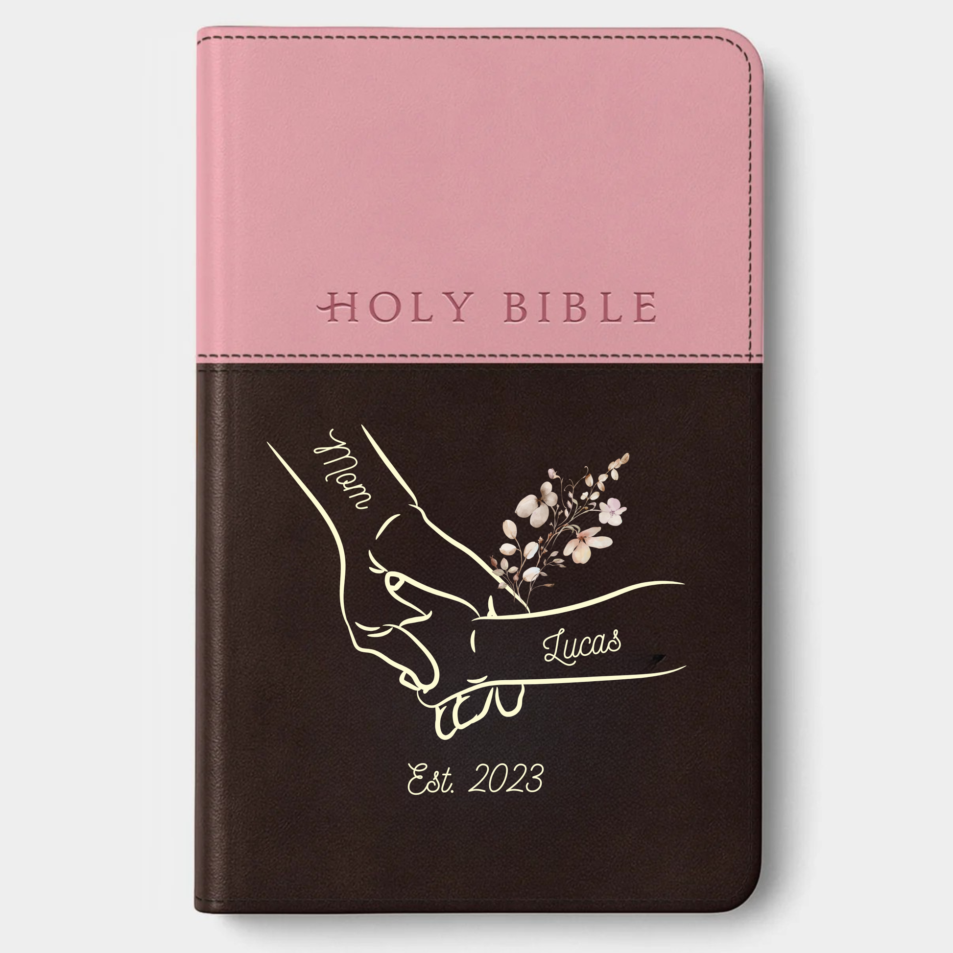 Personalized Mother's Day NLT Bible Dark Brown/Pink Tu Tone - Red Letter, Filament Enabled - Mom Design