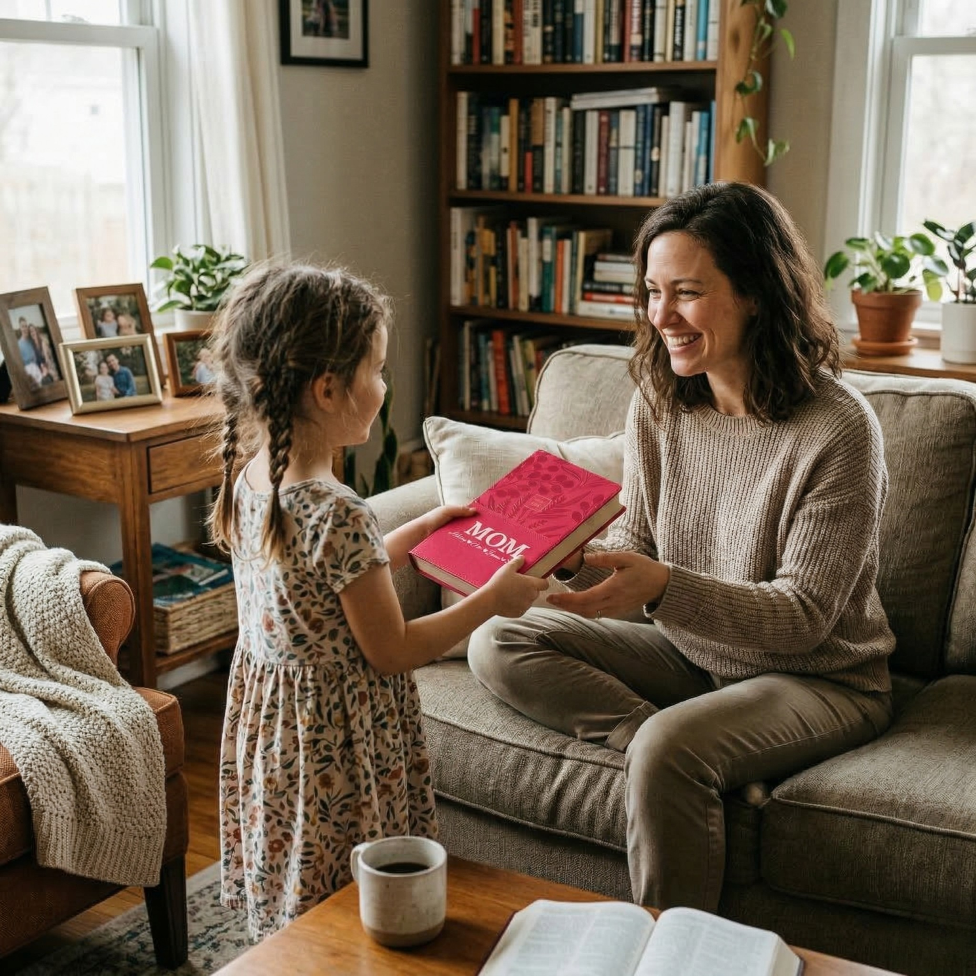 Personalized Mother's Day NKJV Large Print Pink Reference Bible - Red Letter - With Child Names