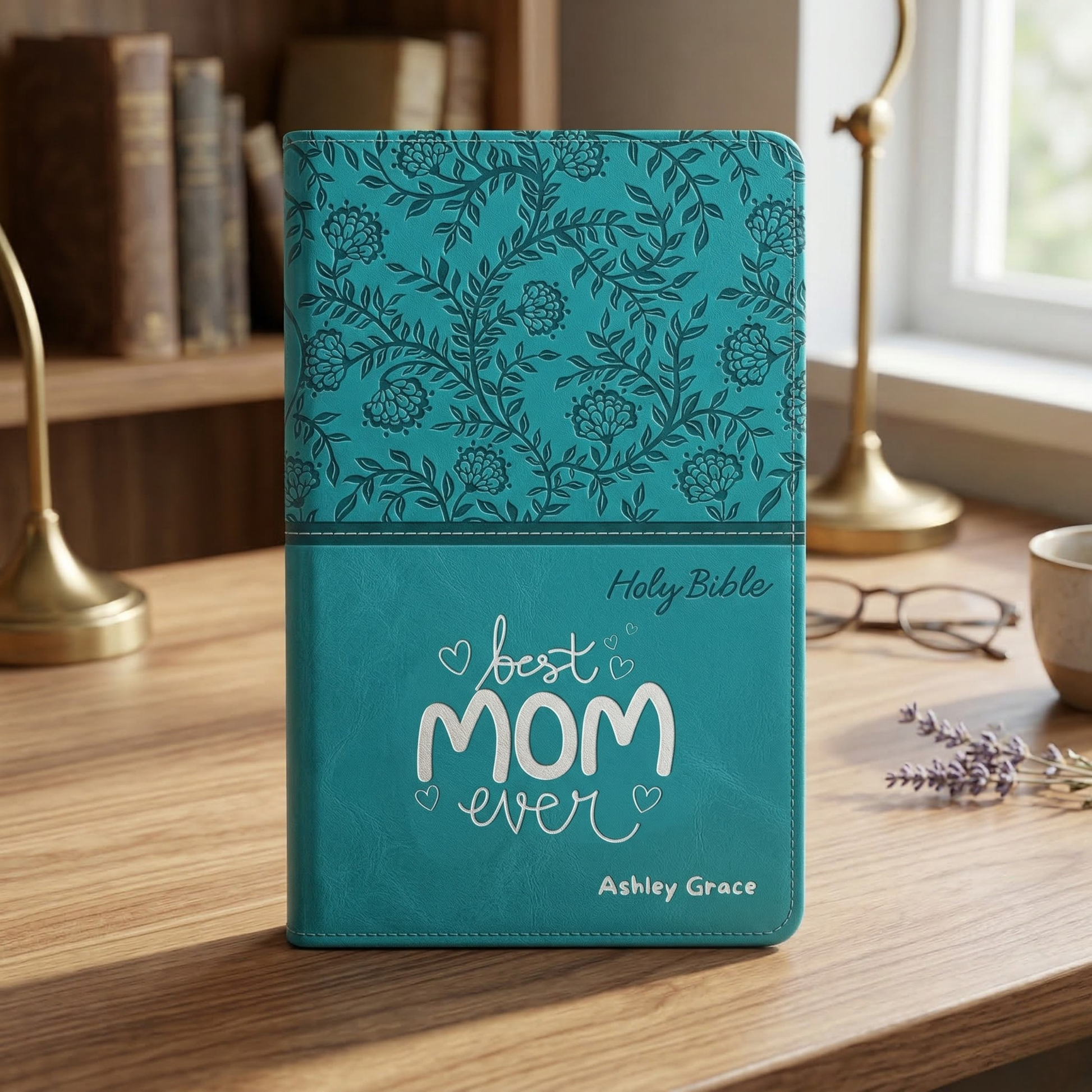 Personalized Mother's Day KJV Bible Turquoise - Red Letter - Best Mom Ever Design