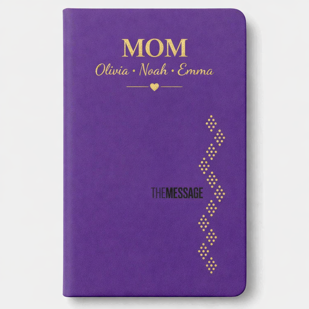 Personalized Mother's Day The Message Amethyst Purple Deluxe Bible - With Child Names