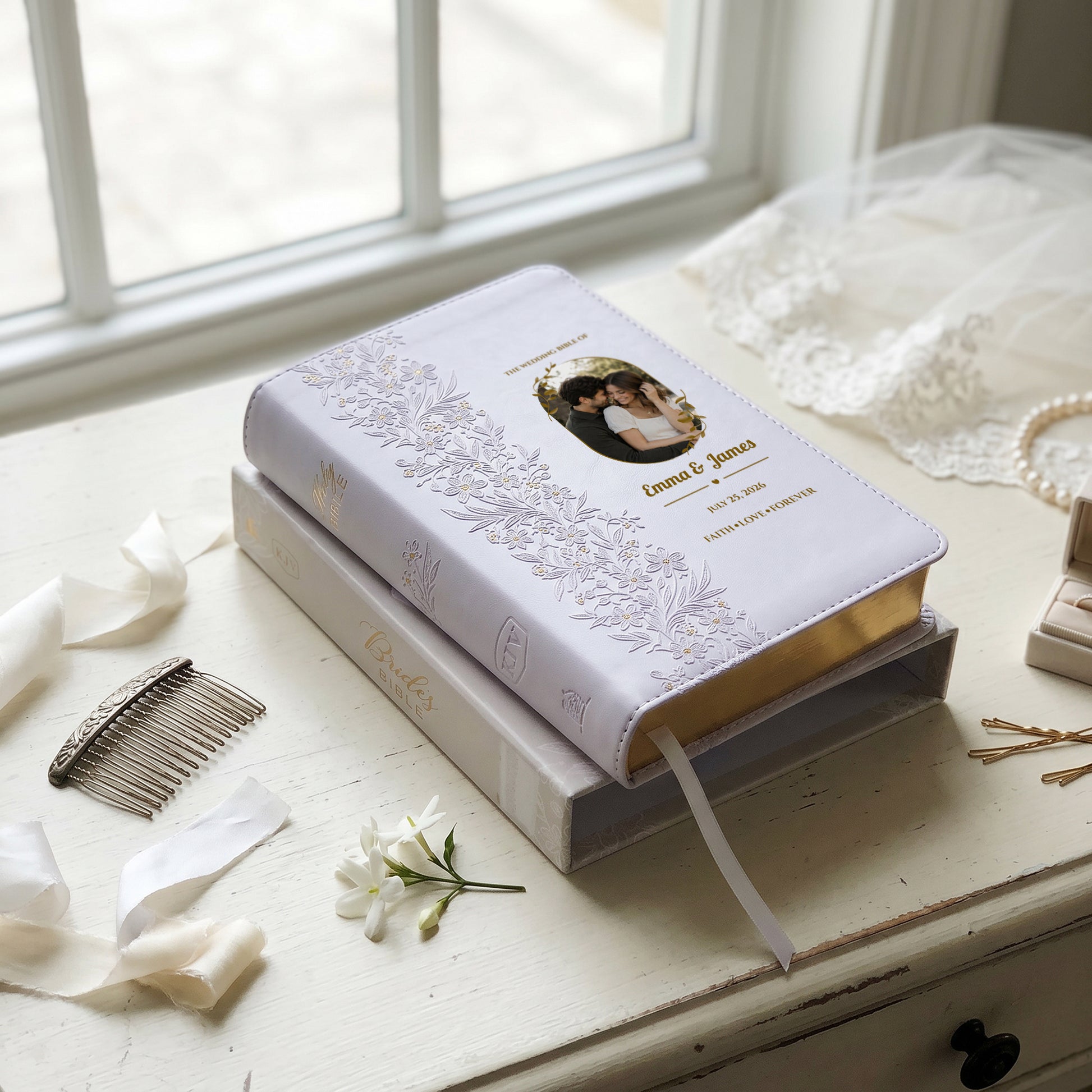 Personalized Wedding Bible - NKJV Bride's Bible - Custom Photo & Text