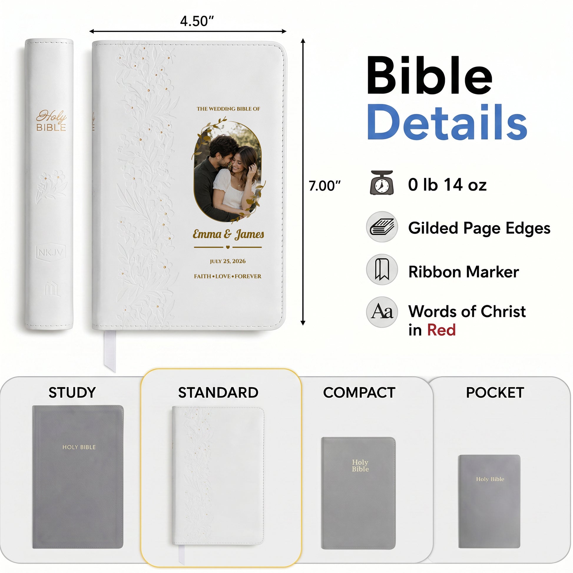 Personalized Wedding Bible - NKJV Bride's Bible - Custom Photo & Text