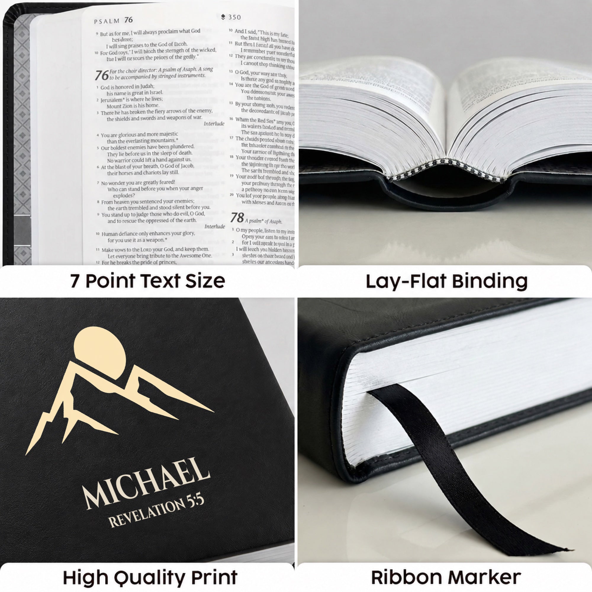 Personalized NLT Bible Black - Red Letter, Filament Enabled - Mountain Design