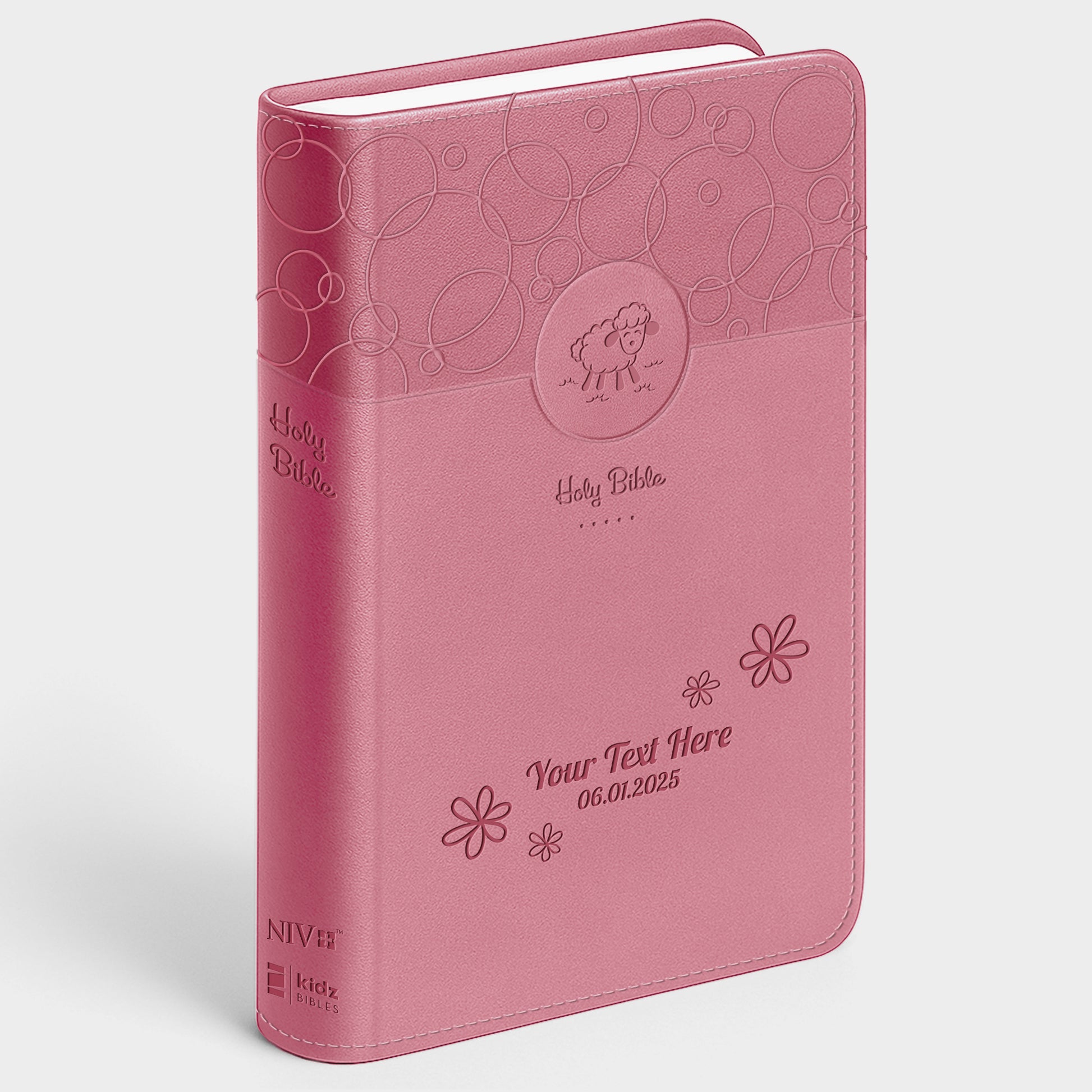 Personalized Baby's Bible Pink - NIV Engraved Floral Frame