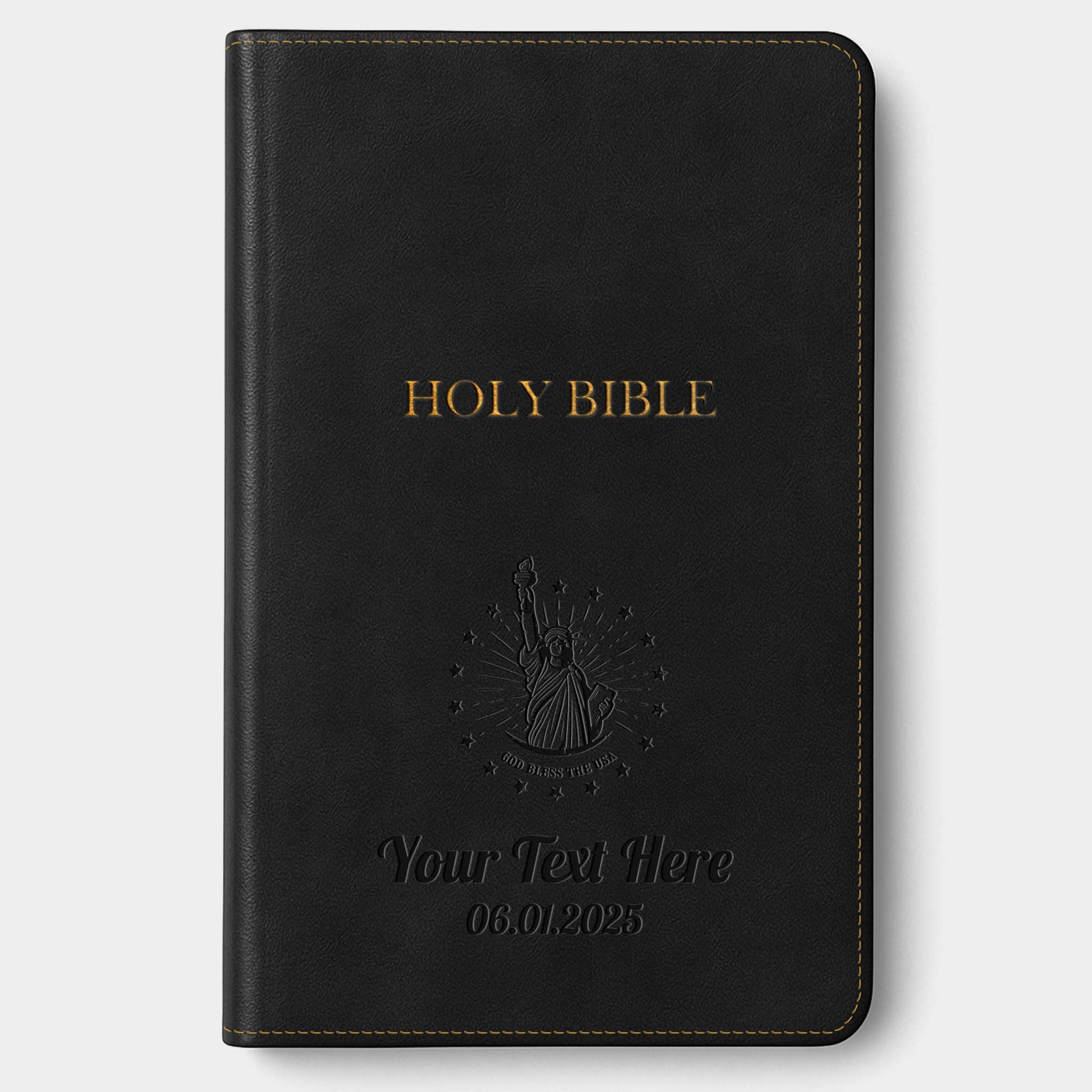 Personalized KJV Bible Black Thinline - Engraved USA Patriotic