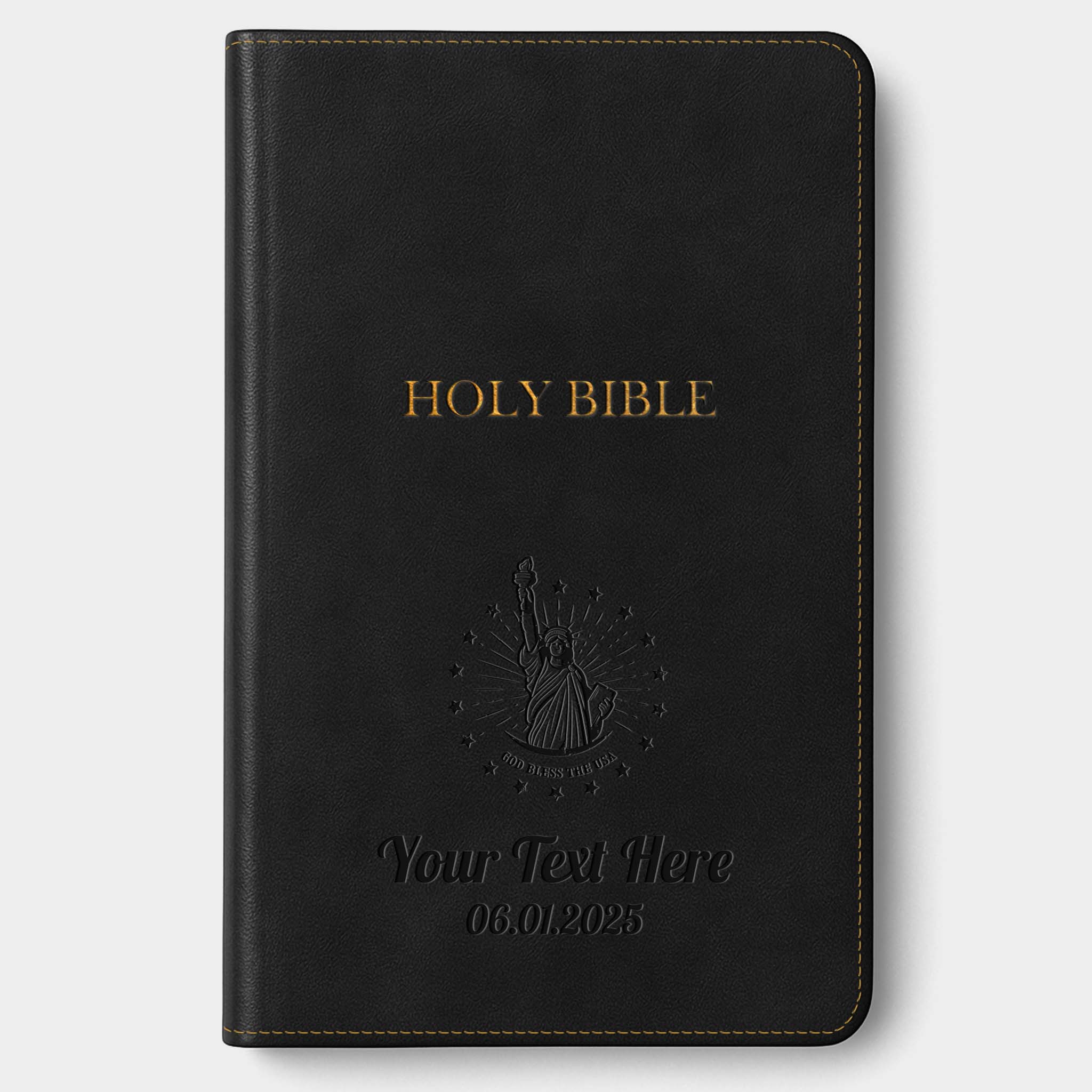 Personalized KJV Bible Black Thinline - Red Letter - Engraved USA Patriotic
