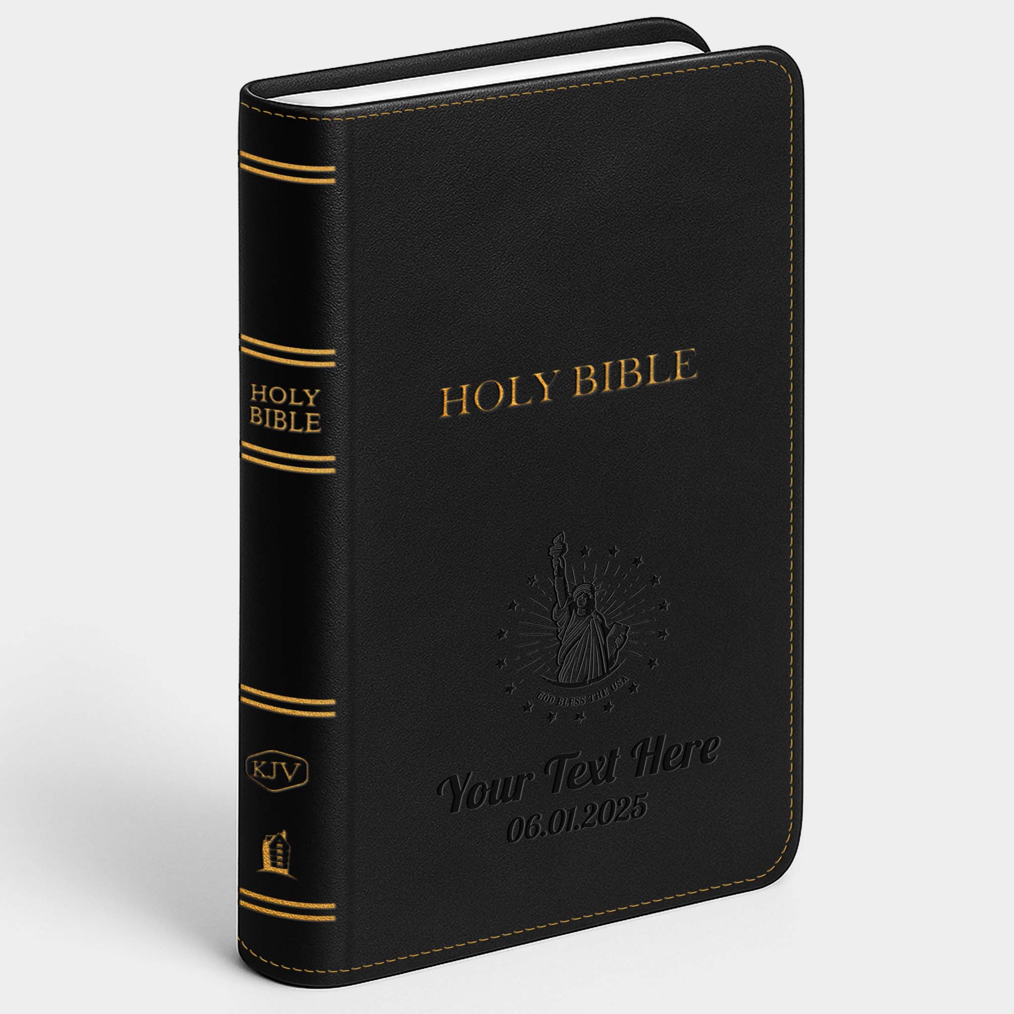 Personalized KJV Bible Black Thinline - Red Letter - Engraved USA Patriotic