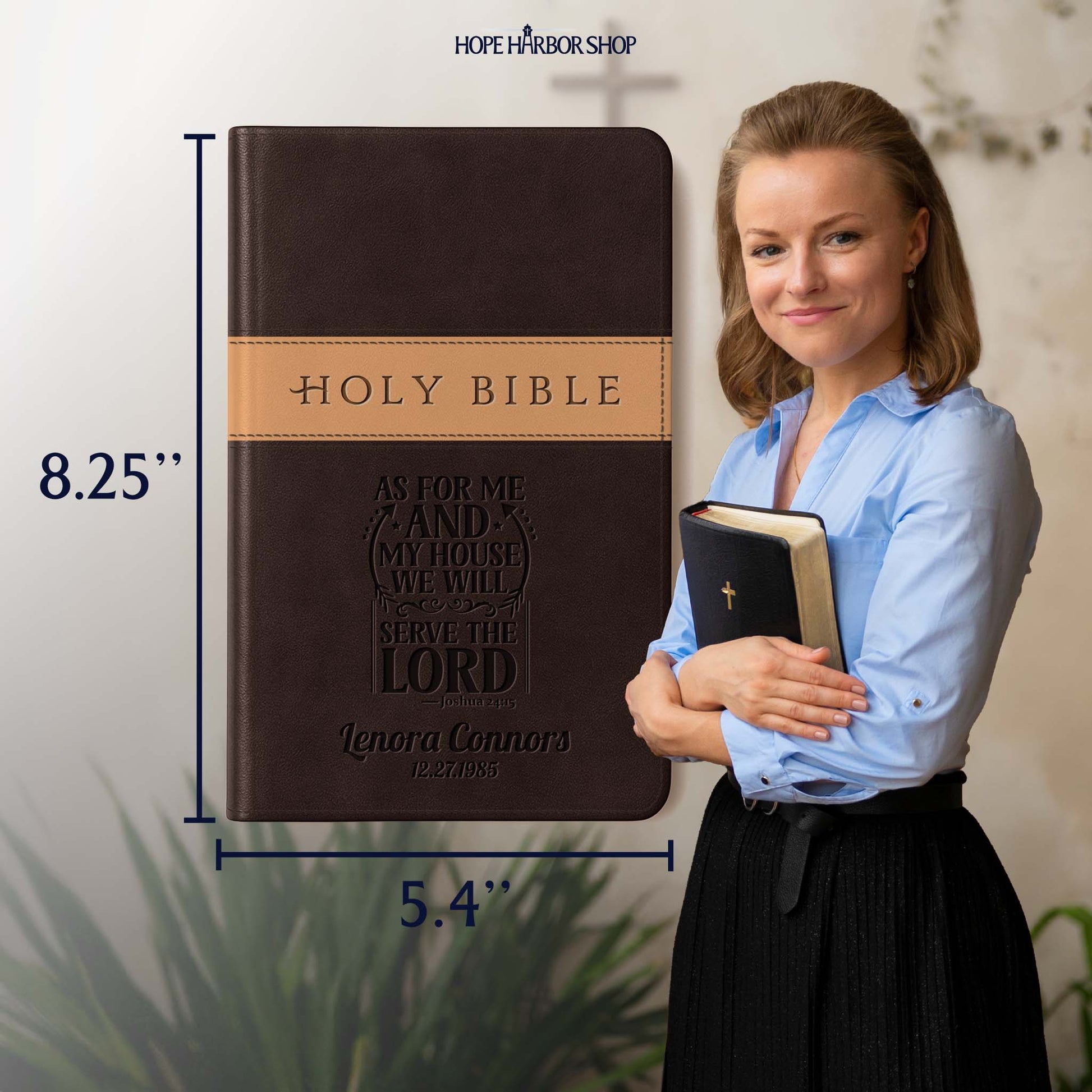 Personalized NLT Dark Brown/Tan Bible - Engraved Verse