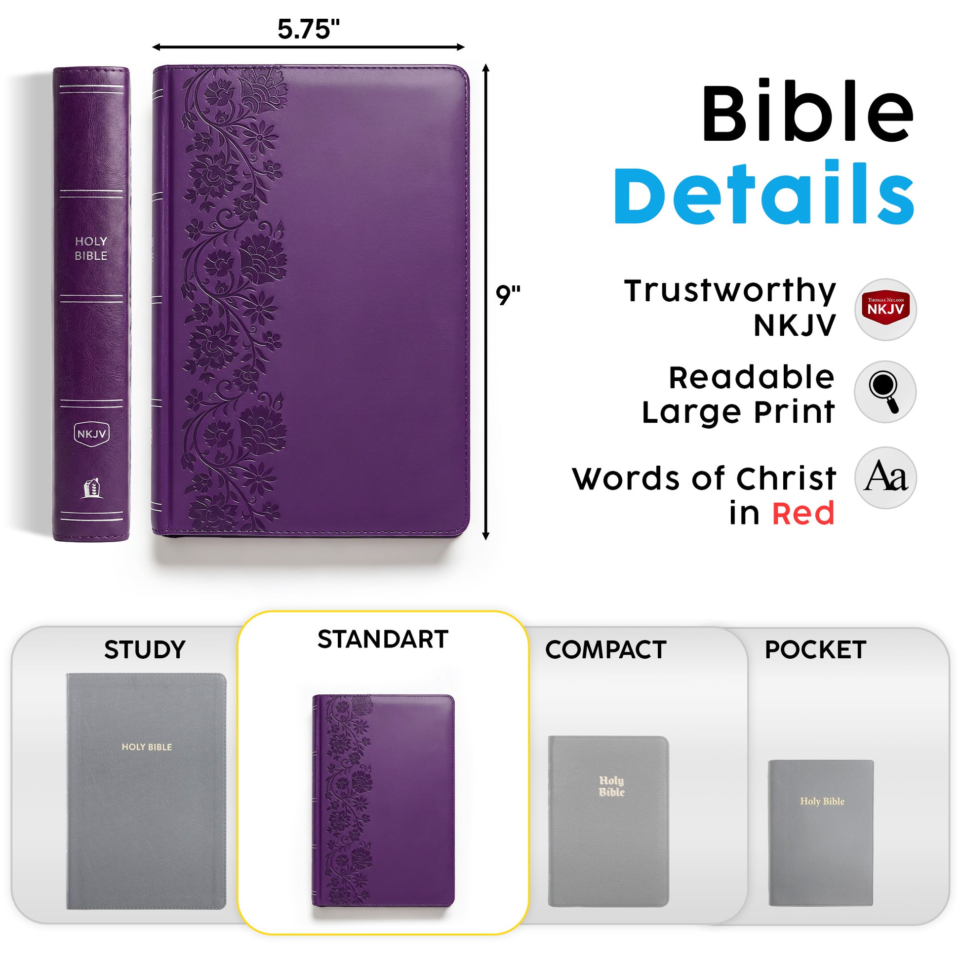 Personalized Mother's Day NKJV Large Print Purple Reference Bible - Red Letter - Custom Message for Mom