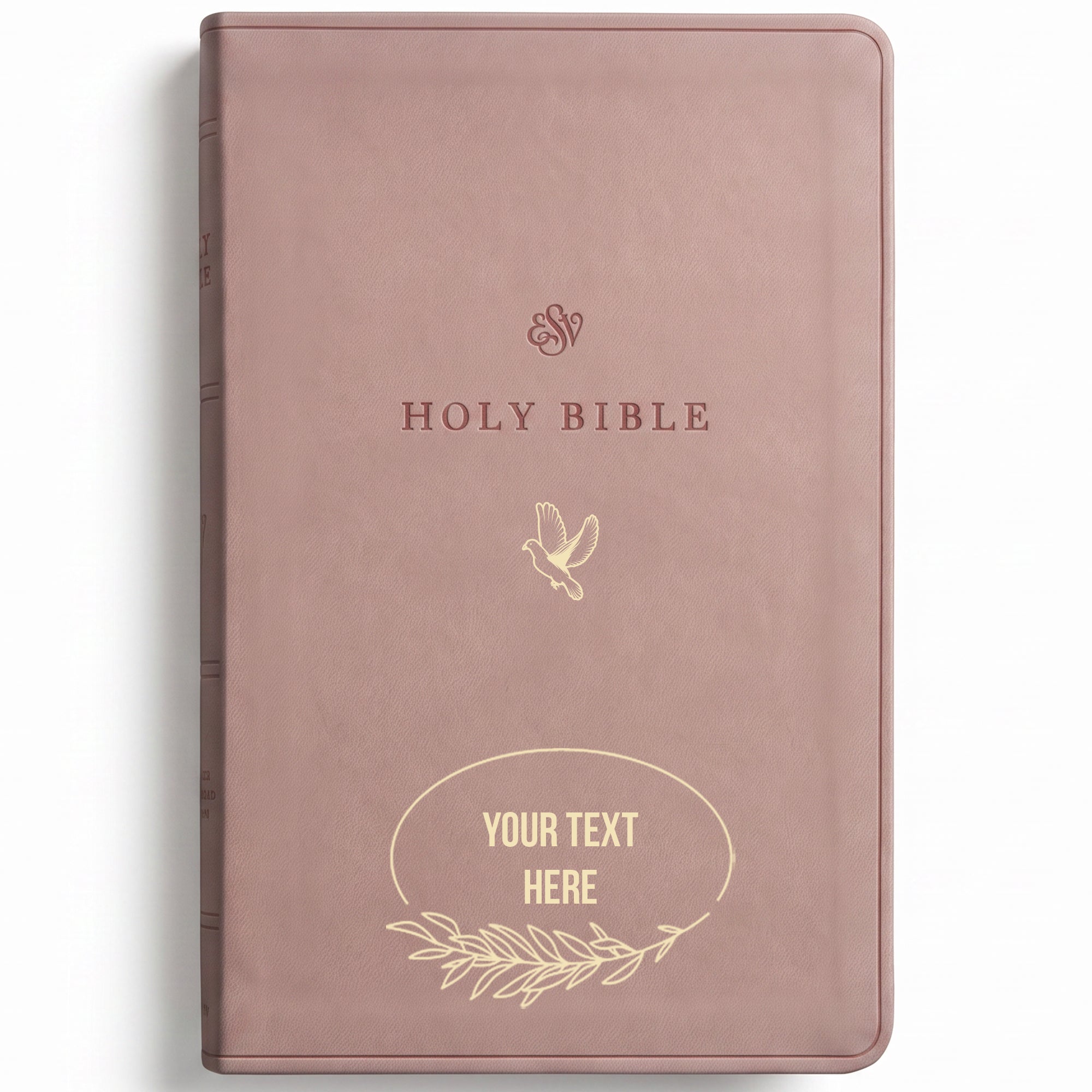 Personalized ESV Blush Rose Bible - Cross Frame