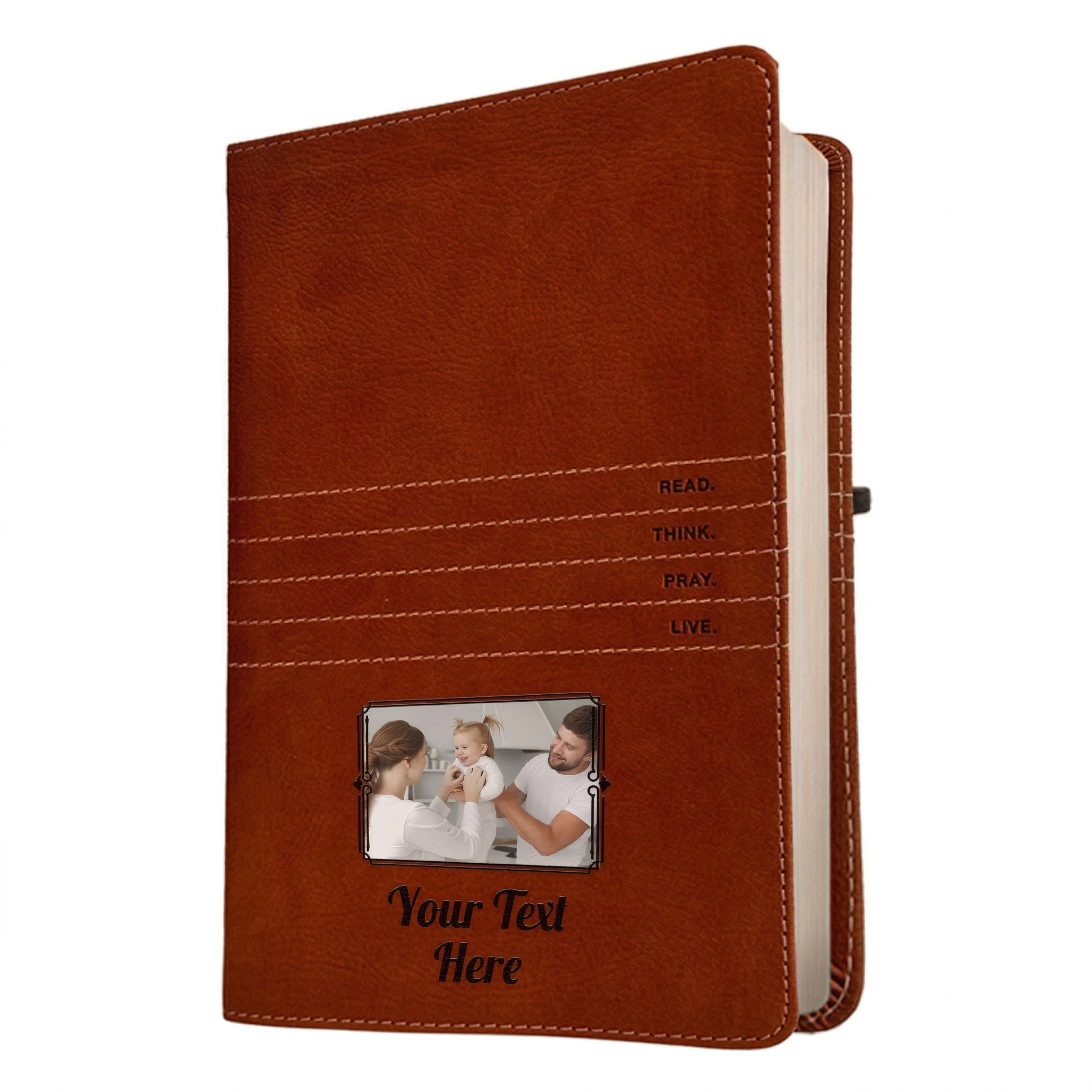 Personalized The Message Saddle Tan Bible - Photo & Text