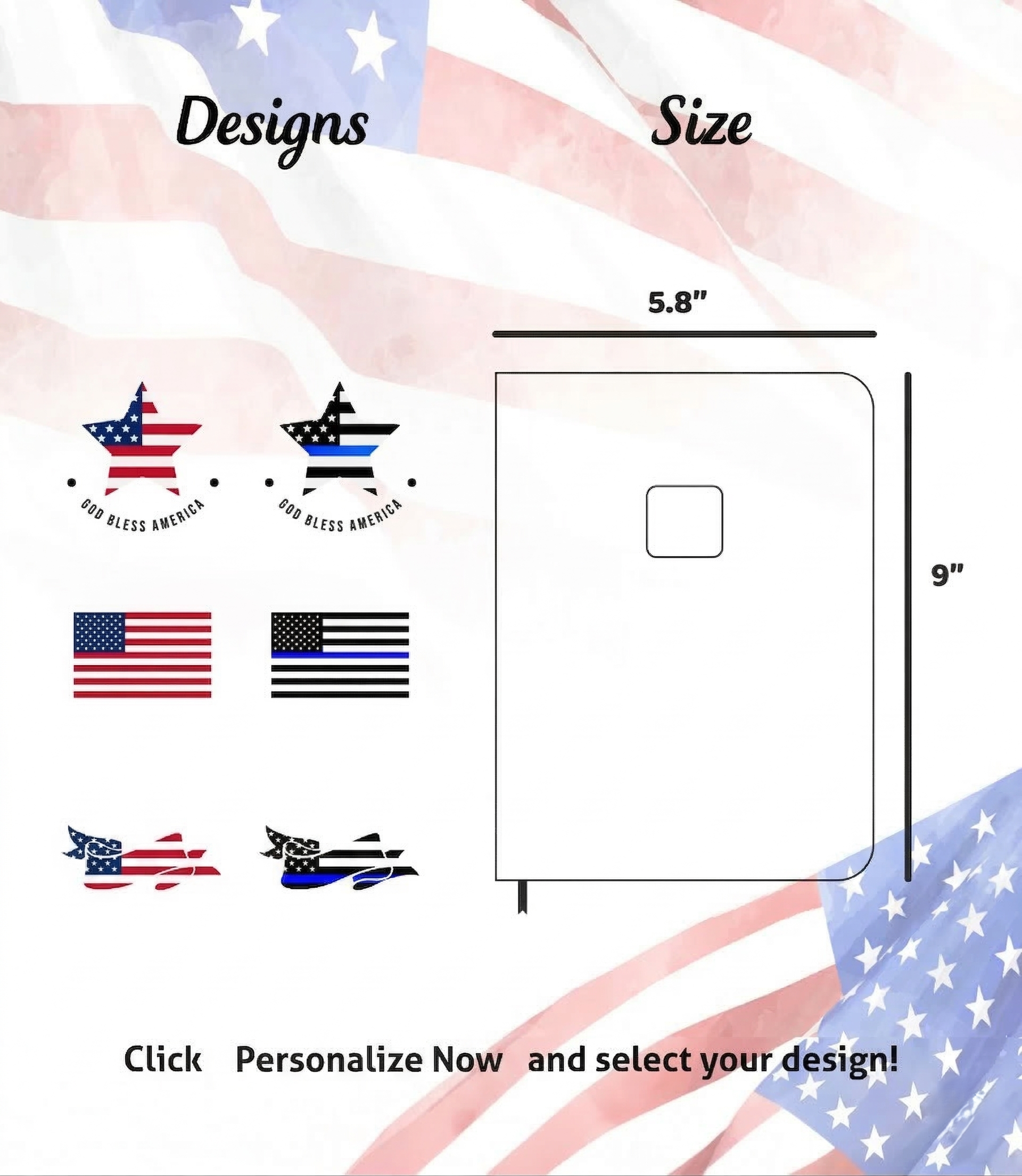 Personalized KJV Bible Brown Thinline - Red Letter - USA Patriotic Flag