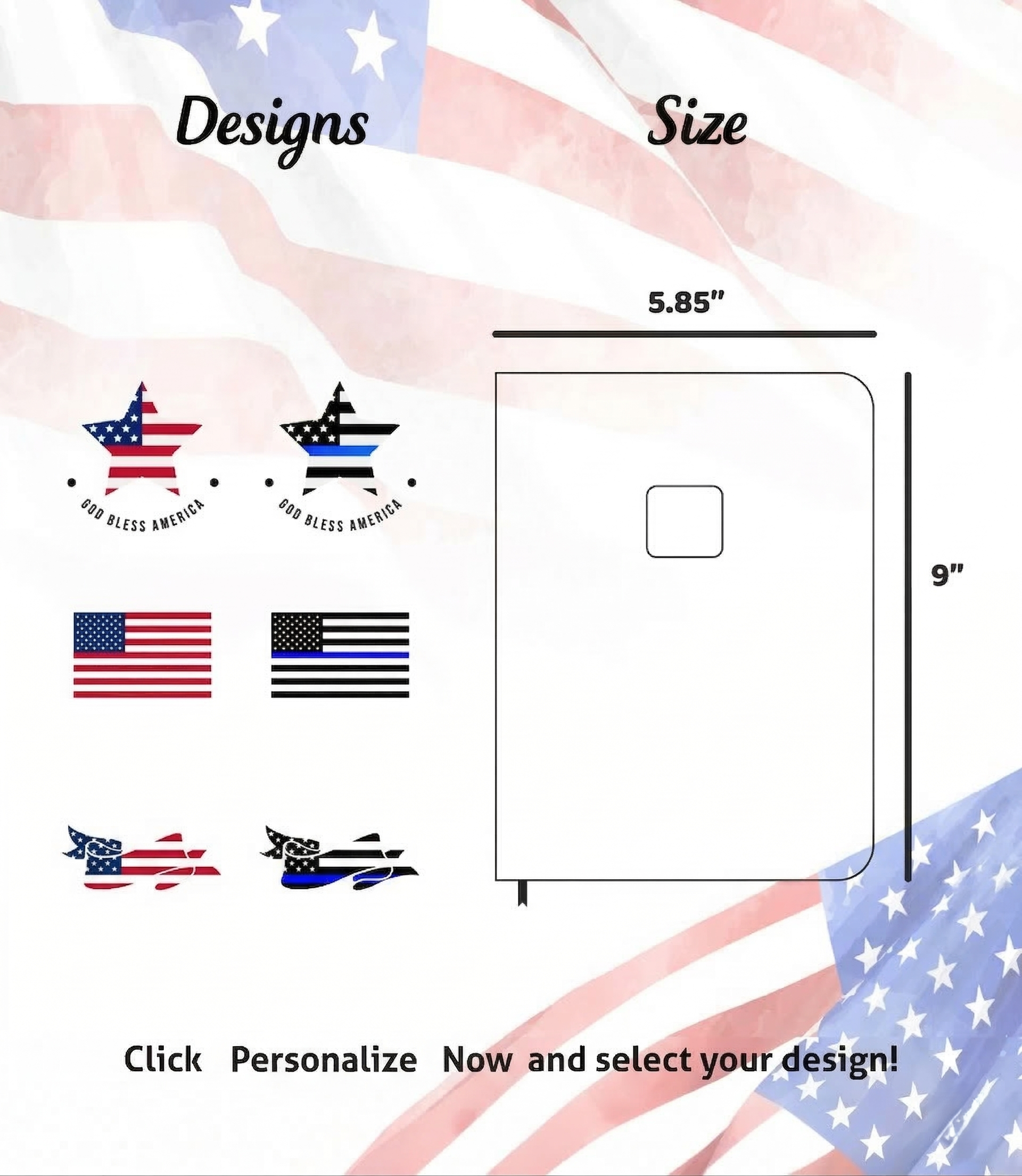 Personalized KJV Bible Chestnut Thinline - Red Letter - USA Patriotic Flag